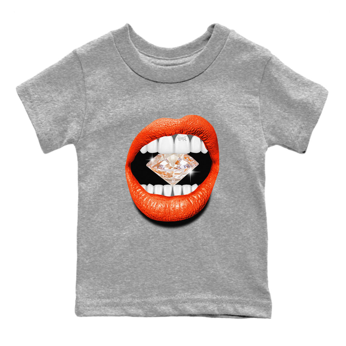 Air Jordan 12 Brilliant Orange Sneaker Match Tees Lips Diamond Streetwear Sneaker Shirt Air Jordan 12 WMNS Brilliant Orange Tees Kids Shirts Heather Grey 2