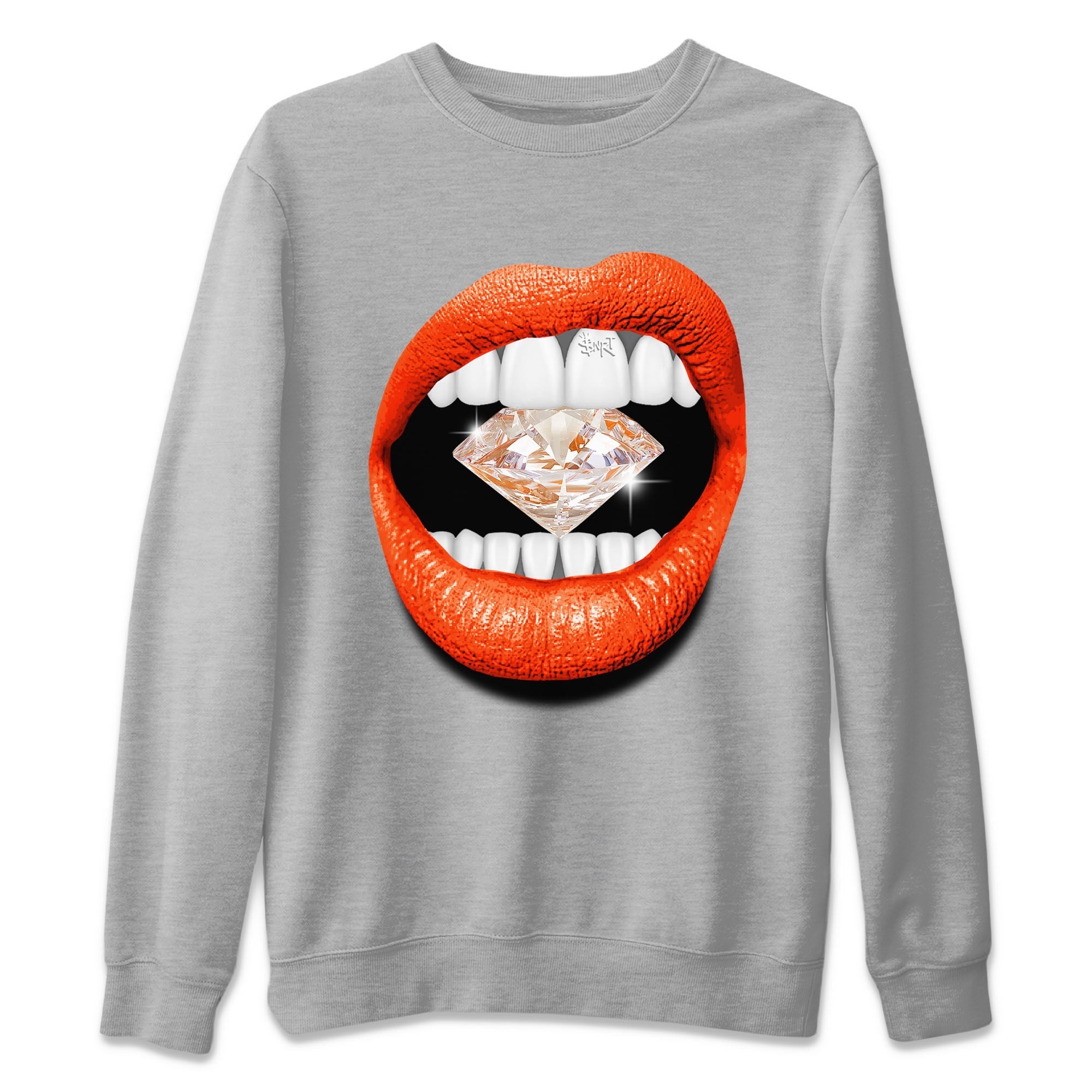 Air Jordan 12 Brilliant Orange Sneaker Match Tees Lips Diamond Streetwear Sneaker Shirt Air Jordan 12 WMNS Brilliant Orange Tees Unisex Shirts Heather Grey 2