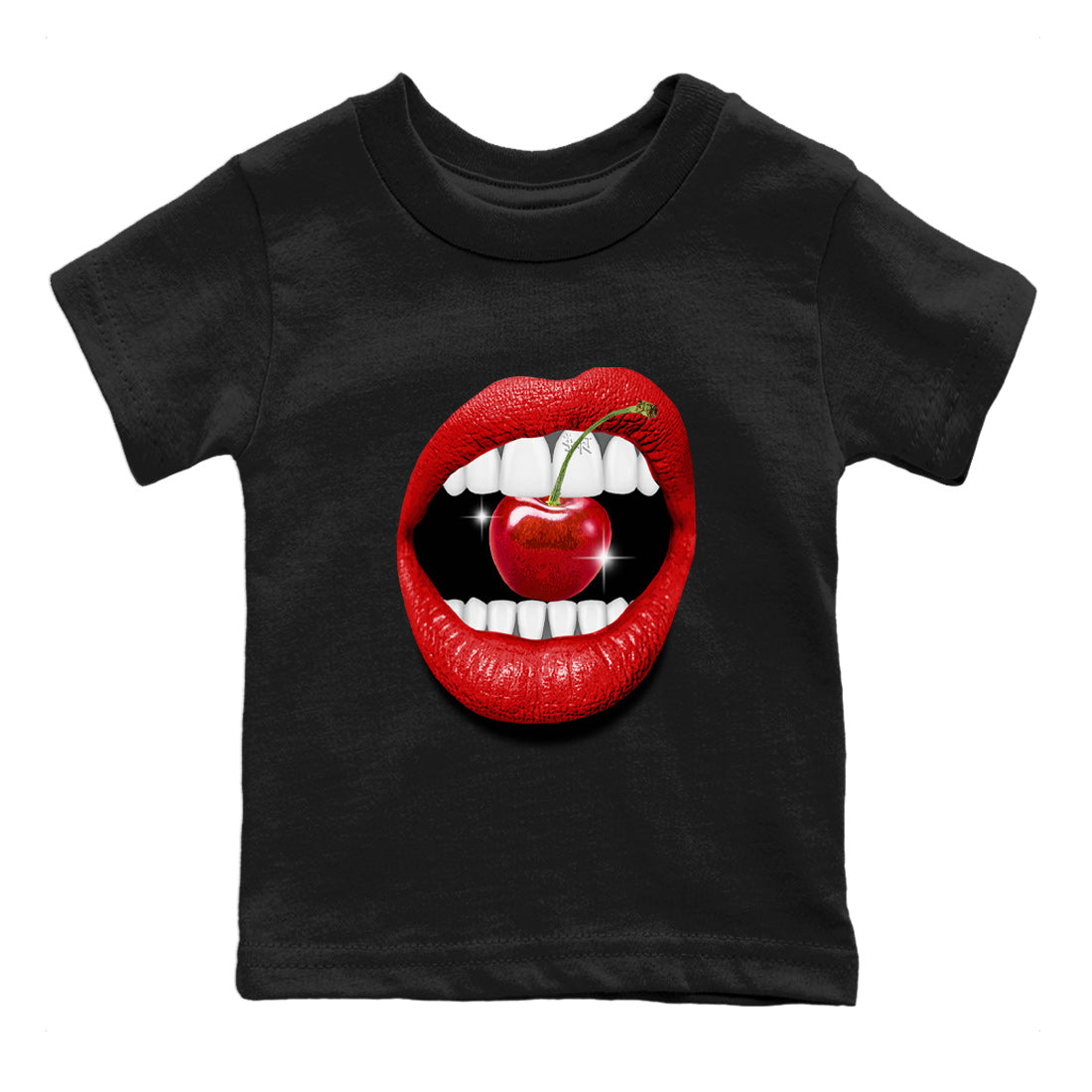 12s Cherry Sneaker Match Tees Lips Cherry Sneaker Shirts Air Jordan 12 Cherry Sneaker Release Tees Kids Shirts Black 2