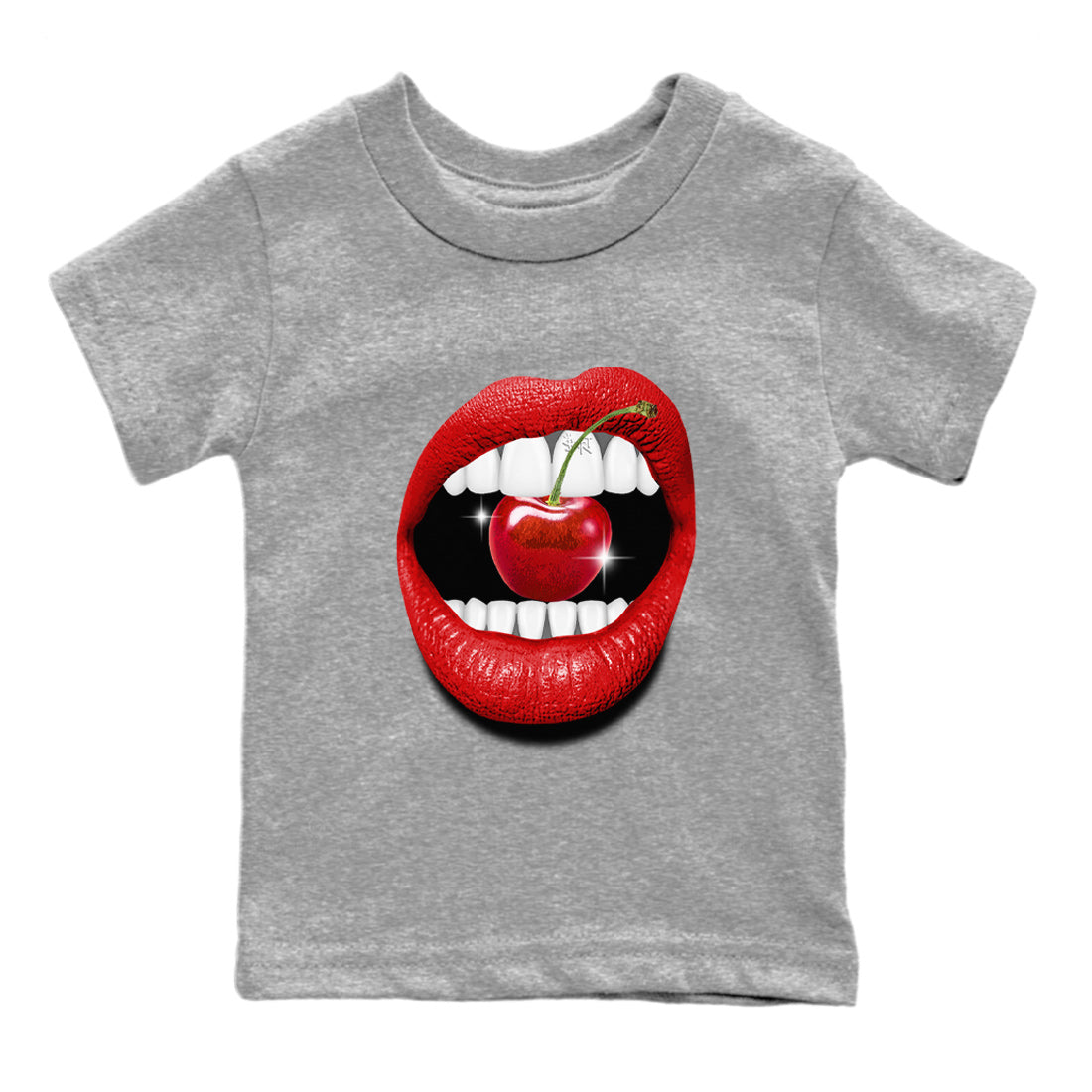 12s Cherry Sneaker Match Tees Lips Cherry Sneaker Shirts Air Jordan 12 Cherry Sneaker Release Tees Kids Shirts Heather Grey 2