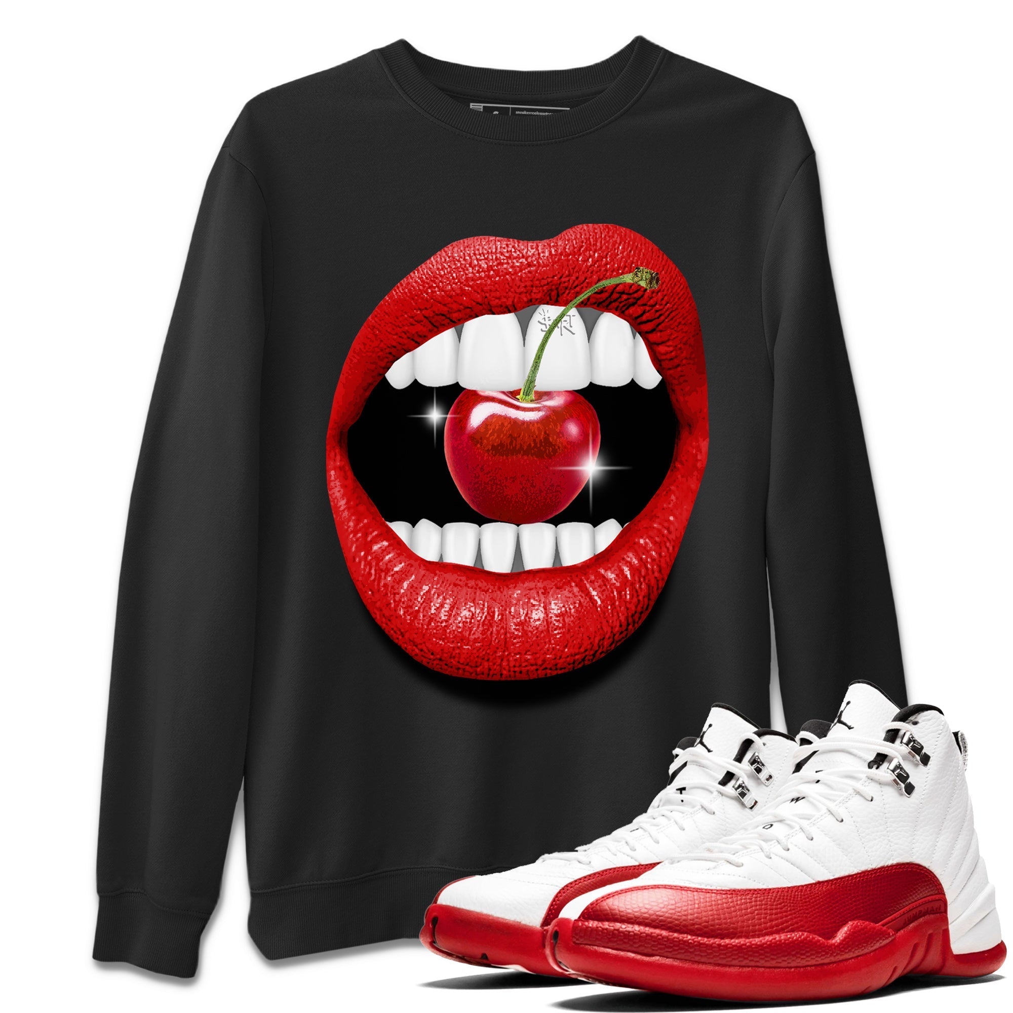 12s Cherry Sneaker Match Tees Lips Cherry Sneaker Shirts Air Jordan 12 Cherry Sneaker Release Tees Unisex Shirts Black 1