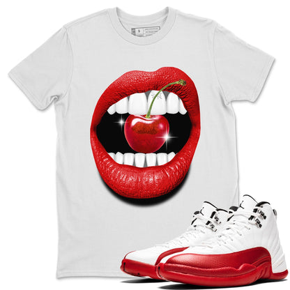 12s Cherry Sneaker Match Tees Lips Cherry Sneaker Shirts Air Jordan 12 Cherry Sneaker Release Tees Unisex Shirts White 1