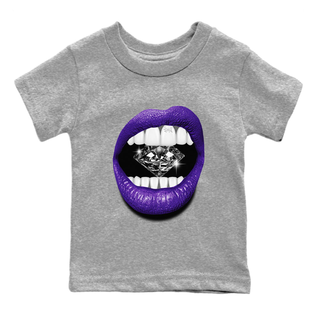 Air Jordan 12 Field Purple Sneaker Match Tees Lips Diamond Streetwear Sneaker Shirt Jordan Jordan 12 Lakers Sneaker Release Tees Kids Shirts Heather Grey 2