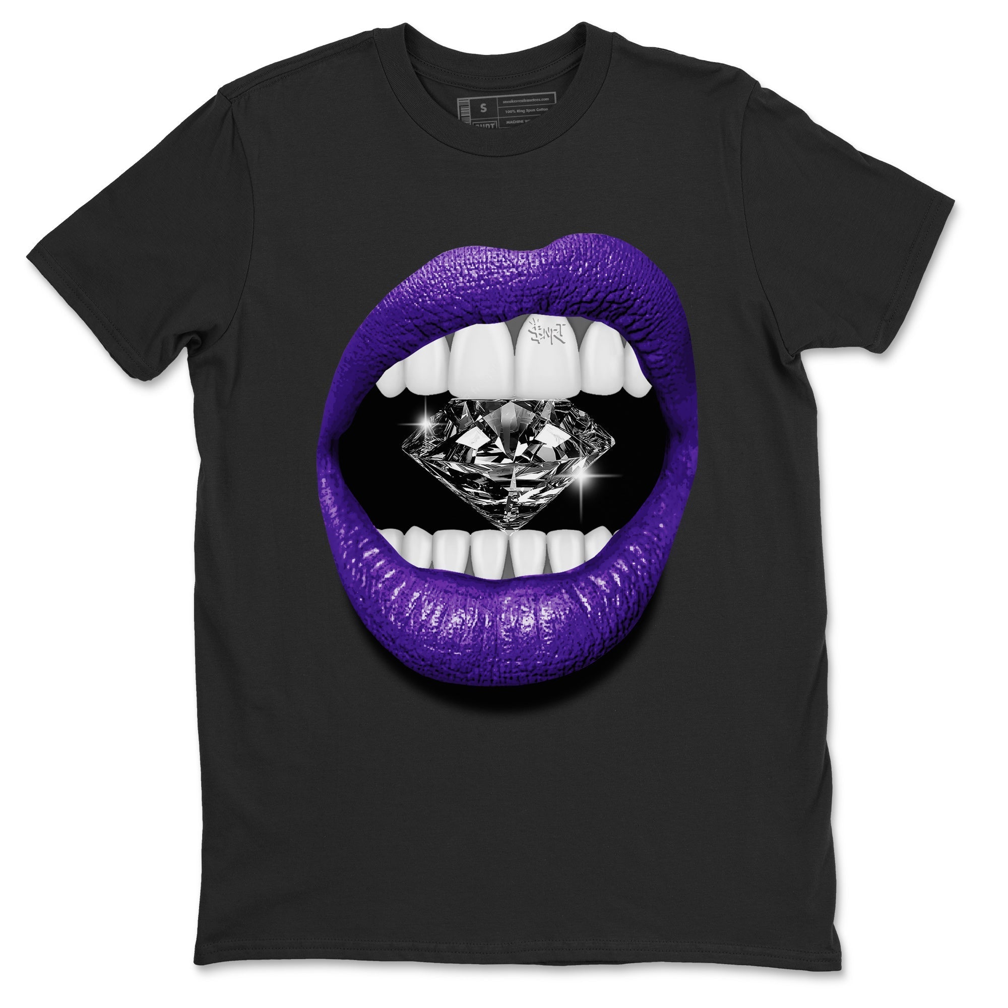 Air Jordan 12 Field Purple Sneaker Match Tees Lips Diamond Streetwear Sneaker Shirt Jordan Jordan 12 Lakers Sneaker Release Tees Unisex Shirts Black 2