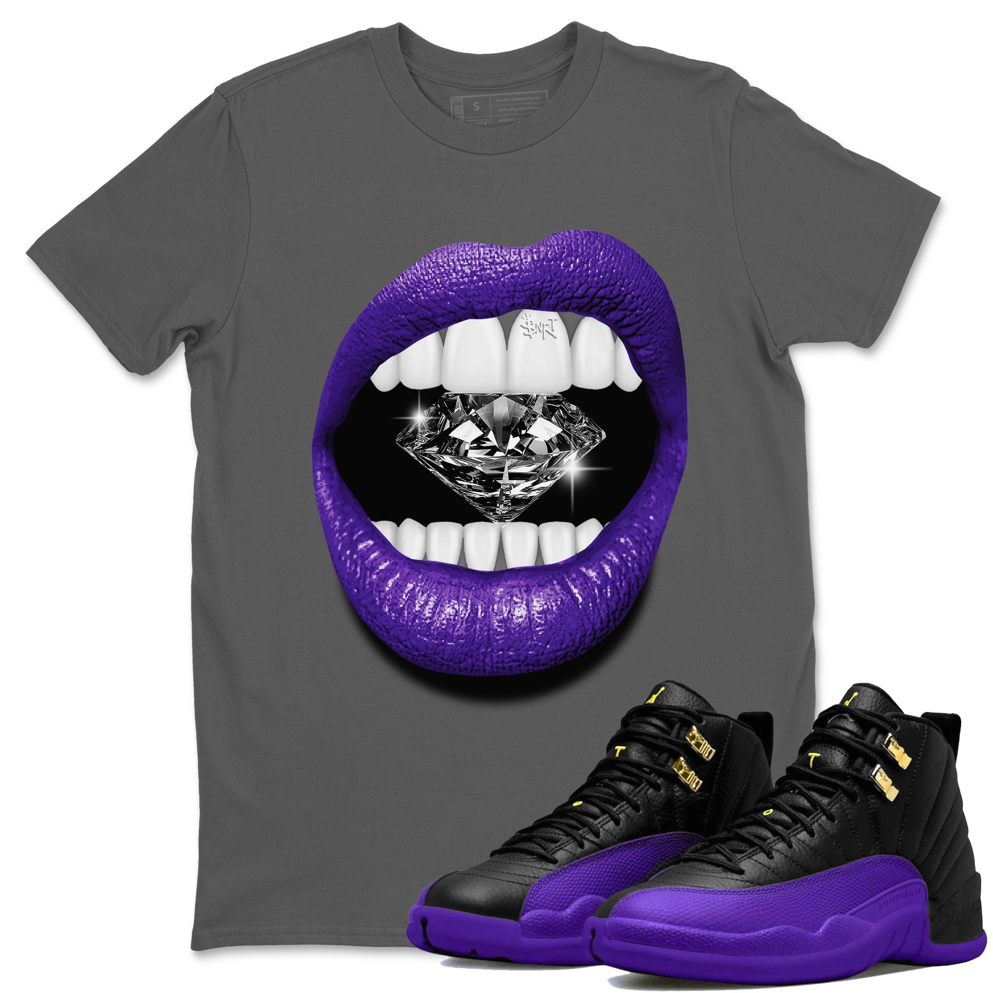 Air Jordan 12 Field Purple Sneaker Match Tees Lips Diamond Streetwear Sneaker Shirt Jordan Jordan 12 Lakers Sneaker Release Tees Unisex Shirts Cool Grey 1