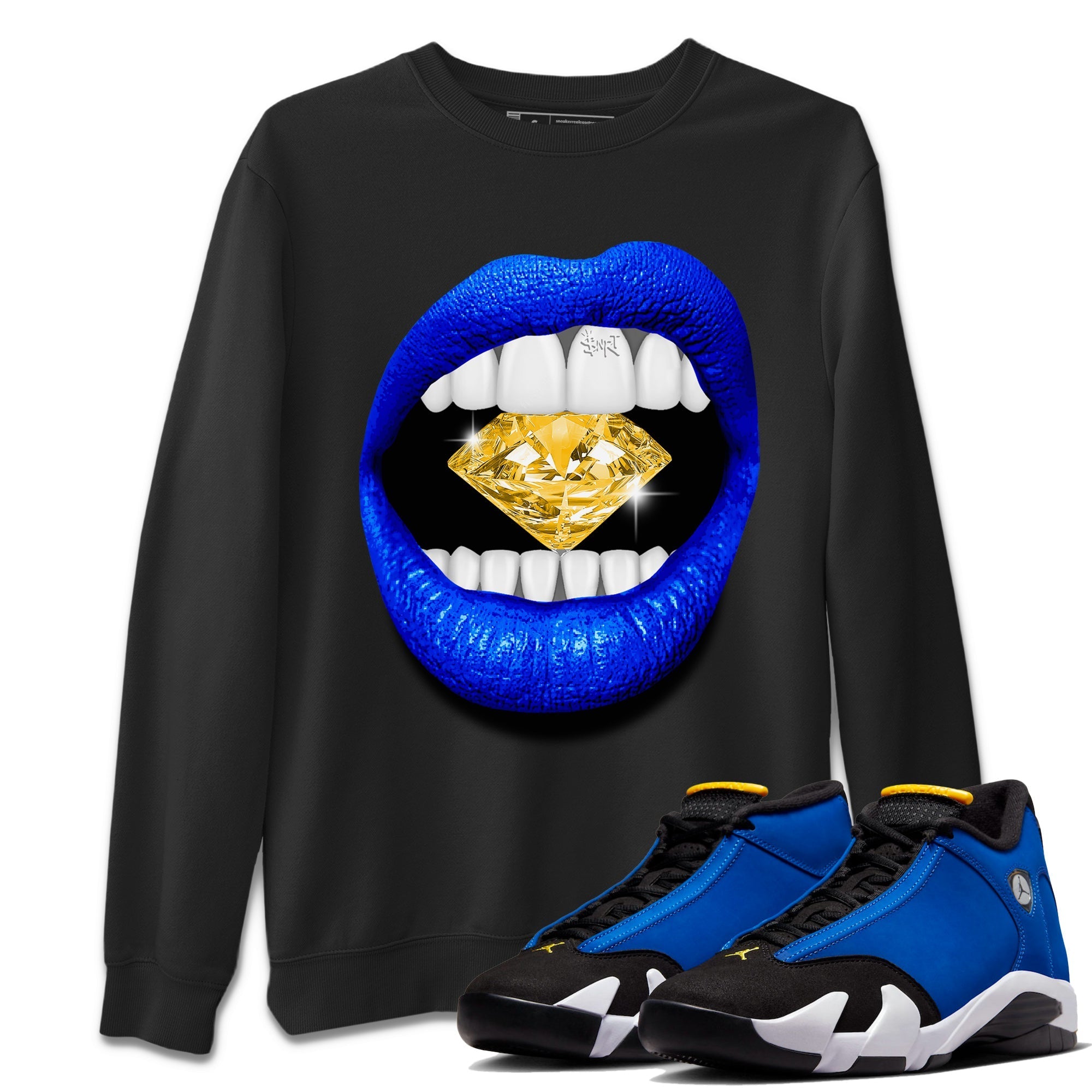 Air Jordan 14 Laney Sneaker Match Tees Lips Diamond Sneaker Tees Jordan 14 Laney Sneaker Release Tees Unisex Shirts Black 1
