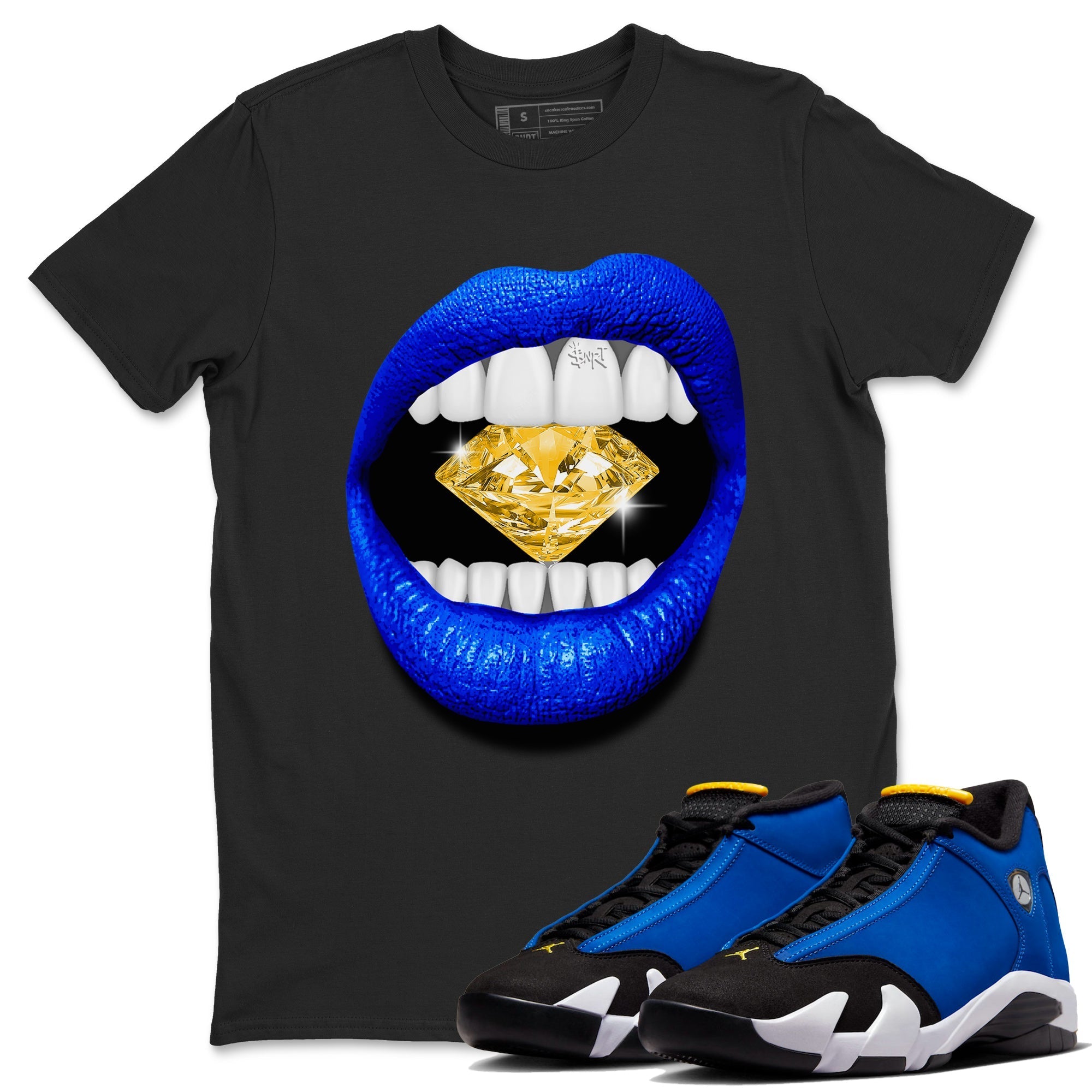 Air Jordan 14 Laney Sneaker Match Tees Lips Diamond Sneaker Tees Jordan 14 Laney Sneaker Release Tees Unisex Shirts Black 1