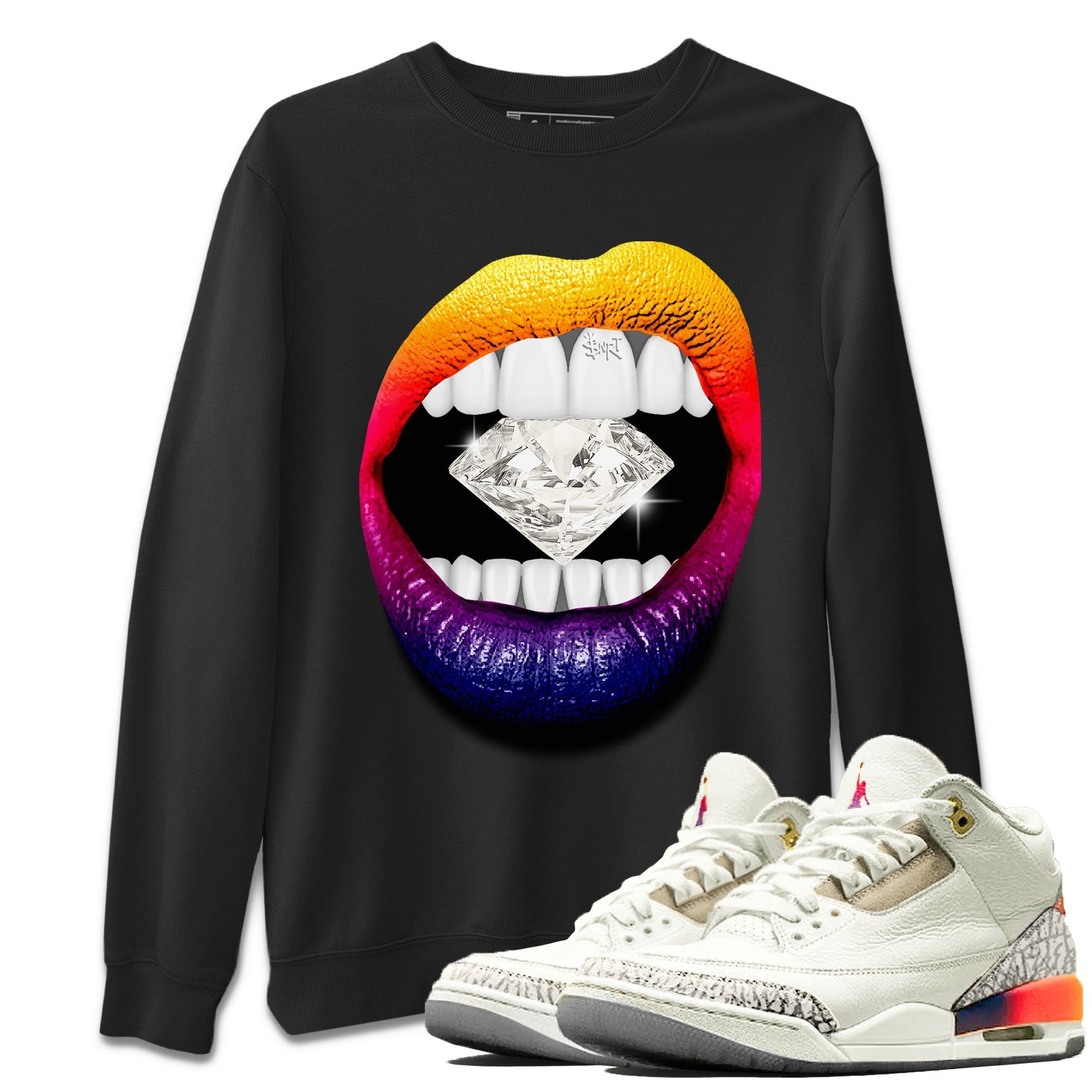Air Jordan 3 X J Balvin shirt to match jordans Lips Diamond Streetwear Sneaker Shirt Air Jordan 3 X J Balvin Drip Gear Zone Sneaker Matching Clothing LGBT Pride T-Shirt Unisex Black 1 T-Shirt