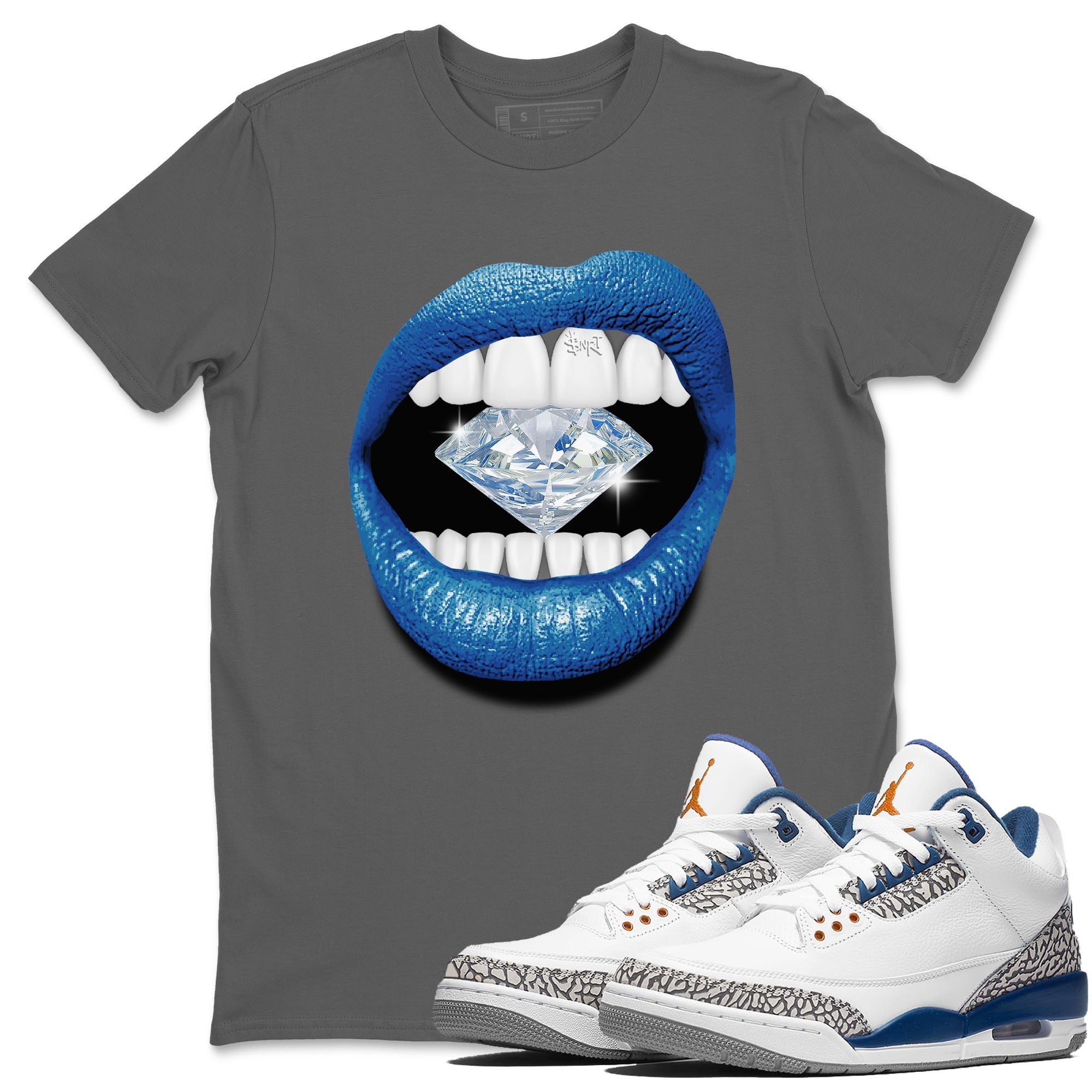 Air Jordan 3 Wizards Lips Diamond Crew Neck Streetwear Sneaker Shirt Air Jordan 3 Wizards Sneaker T-Shirts Washing and Care Tip