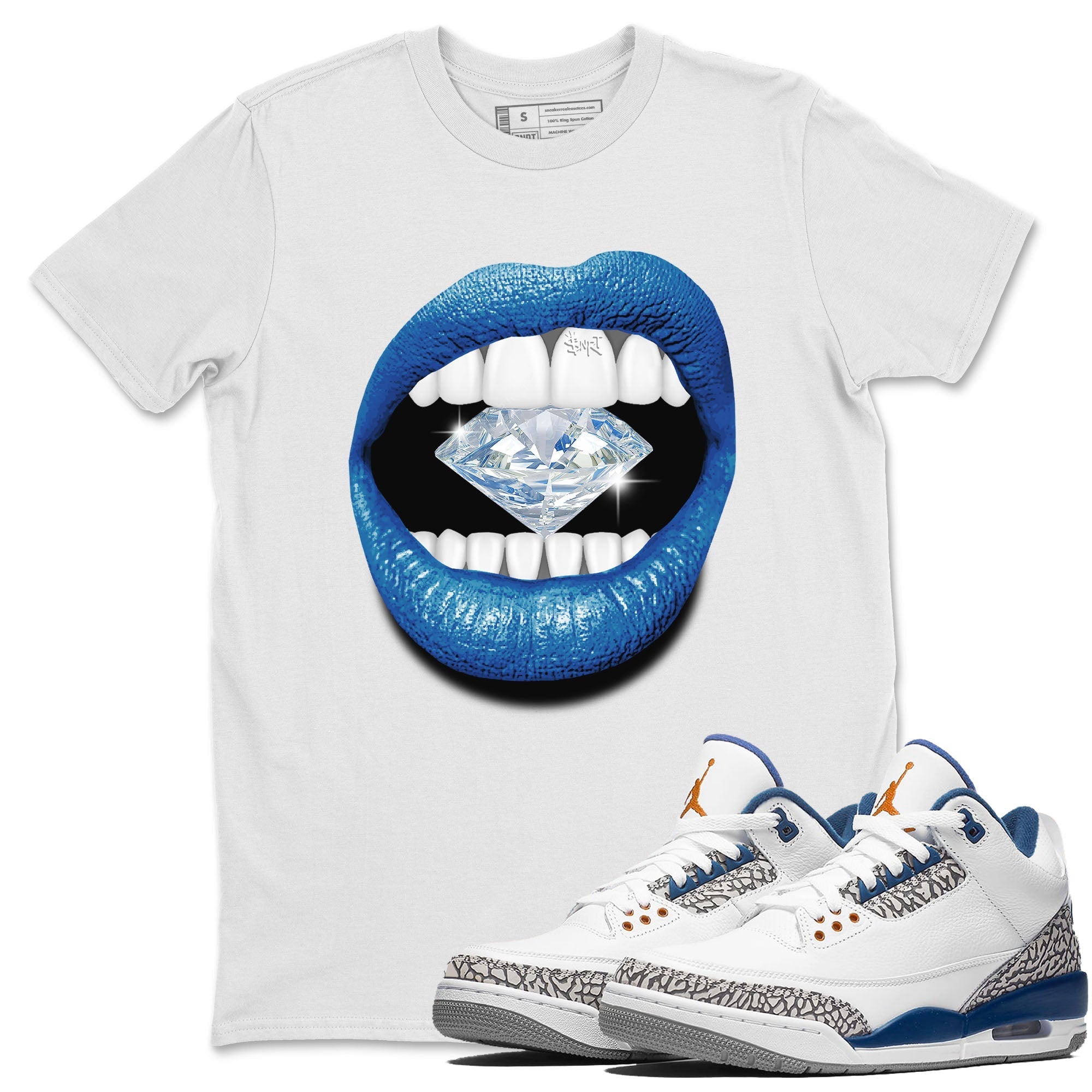 Air Jordan 3 Wizards Sneaker Match Tees Lips Diamond Streetwear Sneaker Shirt Air Jordan 3 Retro Wizards Tees Unisex Shirts White 1