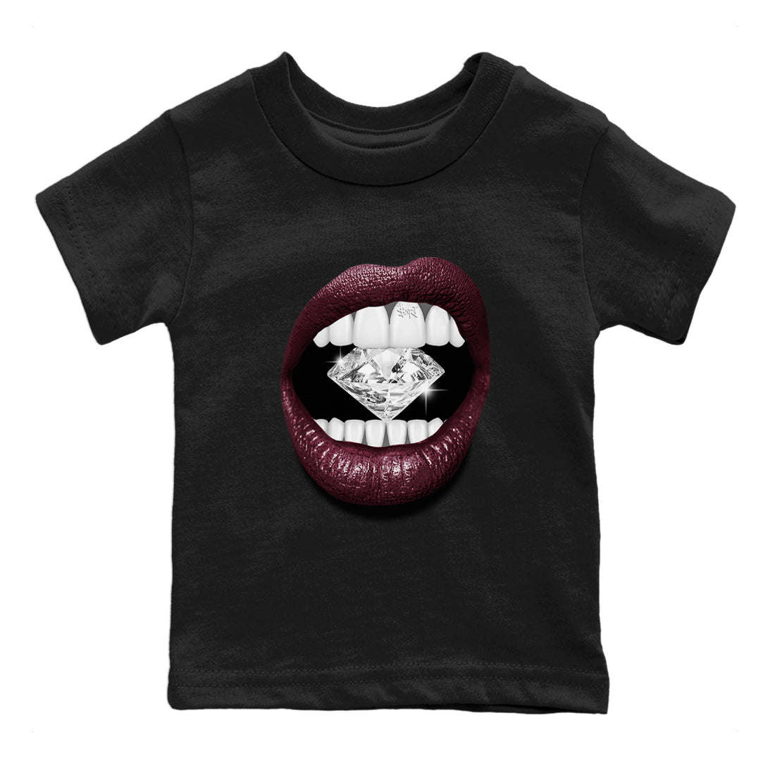 Air Jordan 5 Burgundy Sneaker Match Tees Lips Diamond Streetwear Sneaker Shirt Jordan 5 Burgundy Sneaker Release Tees Matching Outfits Kids Shirts Black 2
