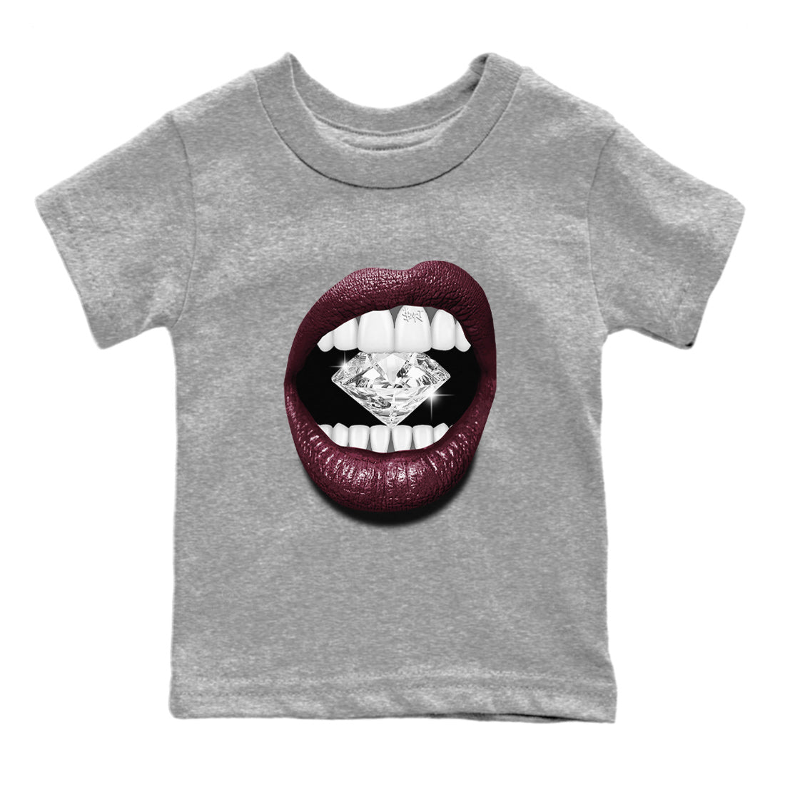 Air Jordan 5 Burgundy Sneaker Match Tees Lips Diamond Streetwear Sneaker Shirt Jordan 5 Burgundy Sneaker Release Tees Matching Outfits Kids Shirts Heather Grey 2