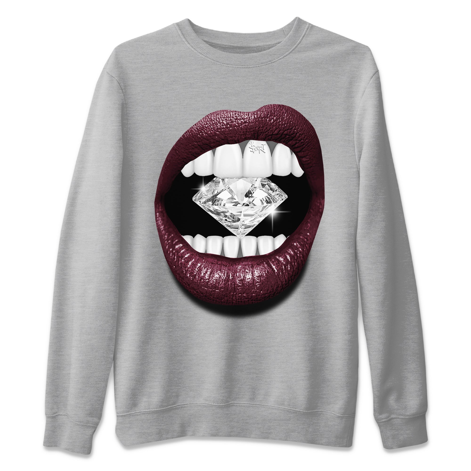 Air Jordan 5 Burgundy Sneaker Match Tees Lips Diamond Streetwear Sneaker Shirt Jordan 5 Burgundy Sneaker Release Tees Matching Outfits Unisex Shirts Heather Grey 2