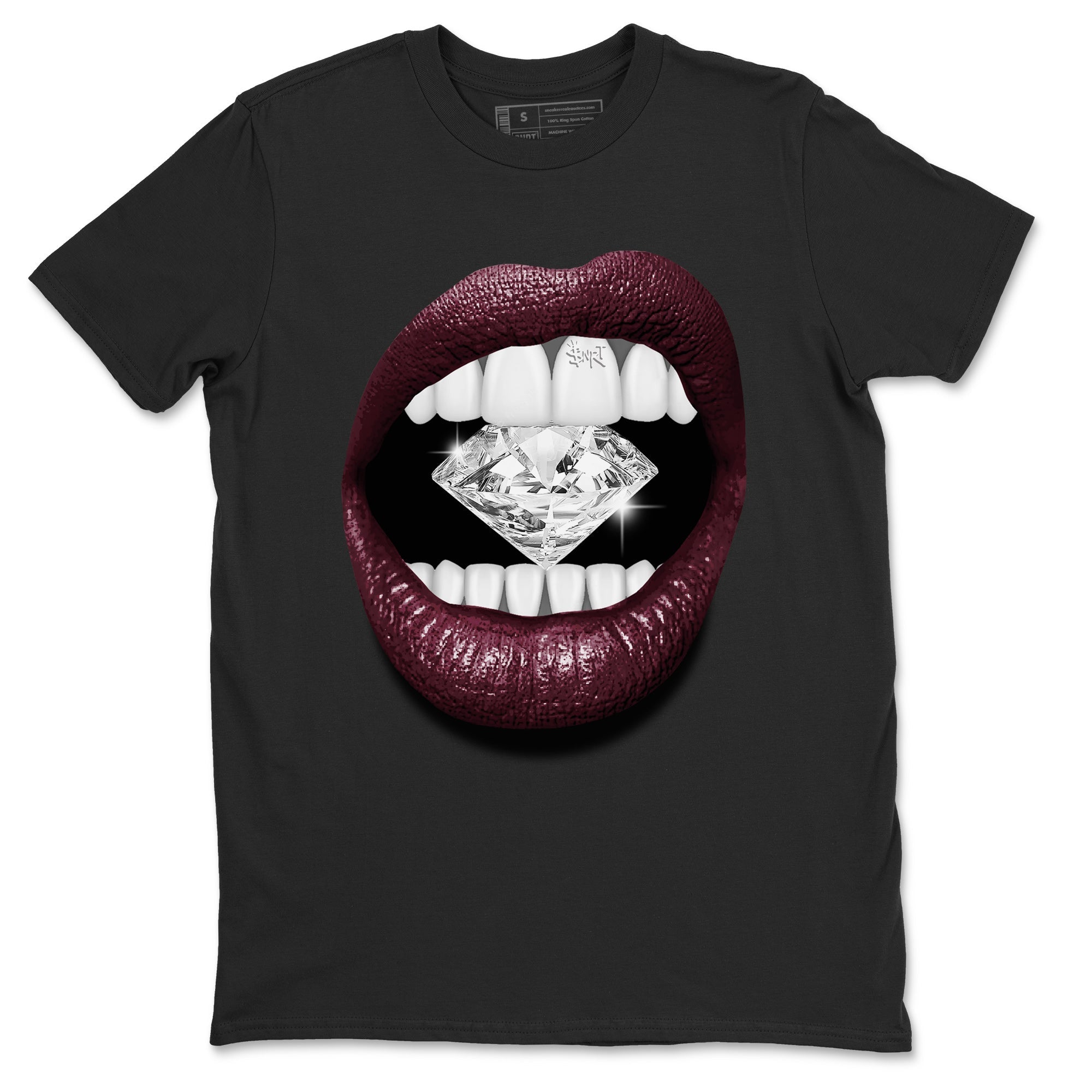 Air Jordan 5 Burgundy Sneaker Match Tees Lips Diamond Streetwear Sneaker Shirt Jordan 5 Burgundy Sneaker Release Tees Matching Outfits Unisex Shirts Black 2