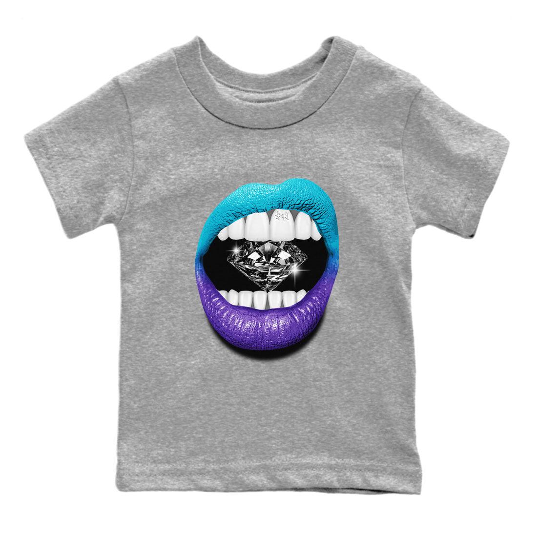 6s Aqua Sneaker Match Tees Lips Diamond Streetwear Sneaker Shirt Air Jordan 6 Aqua Drip Gear Zone Sneaker Matching Clothing Kids Shirts Heather Grey 2