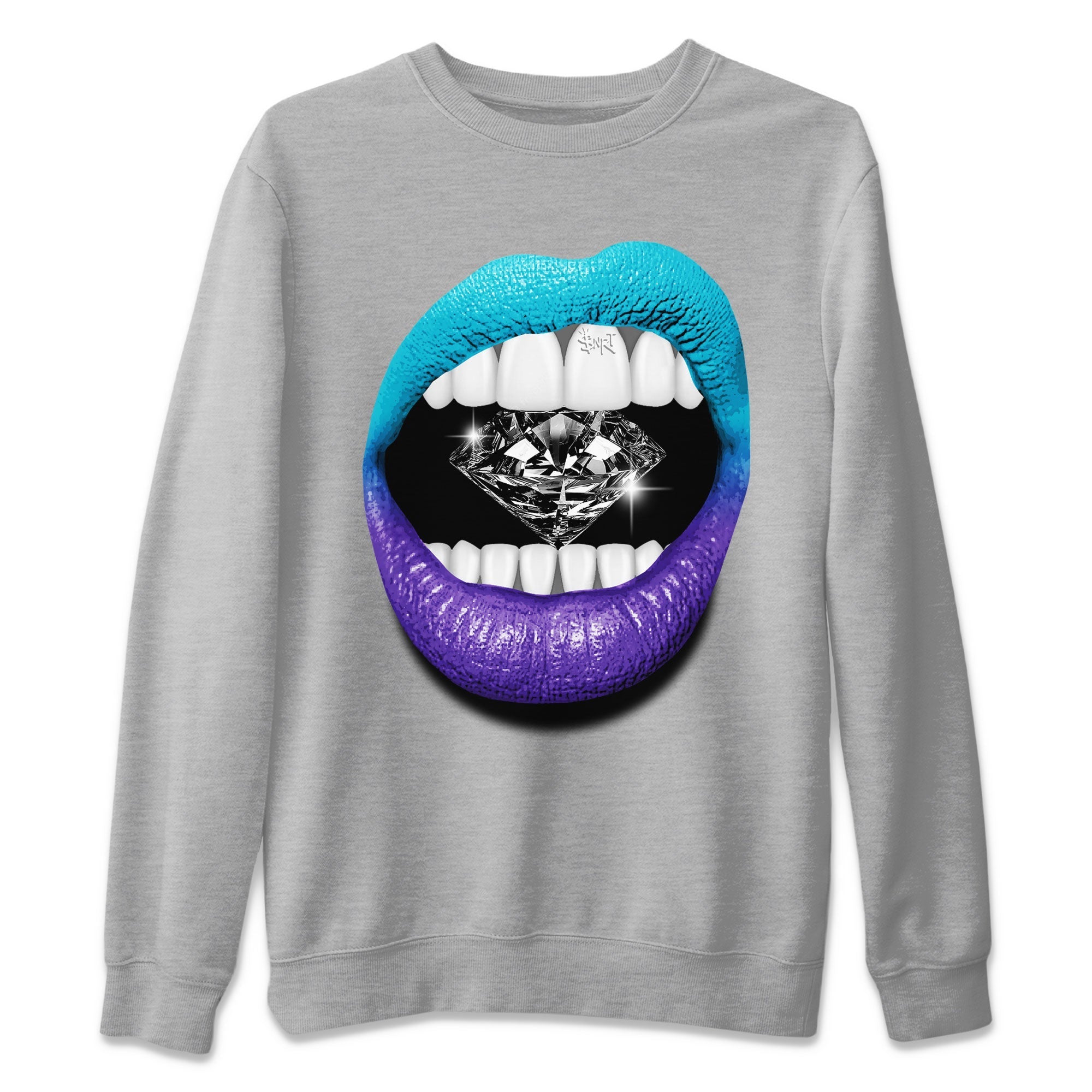 6s Aqua Sneaker Match Tees Lips Diamond Streetwear Sneaker Shirt Air Jordan 6 Aqua Drip Gear Zone Sneaker Matching Clothing Unisex Shirts Heather Grey 2