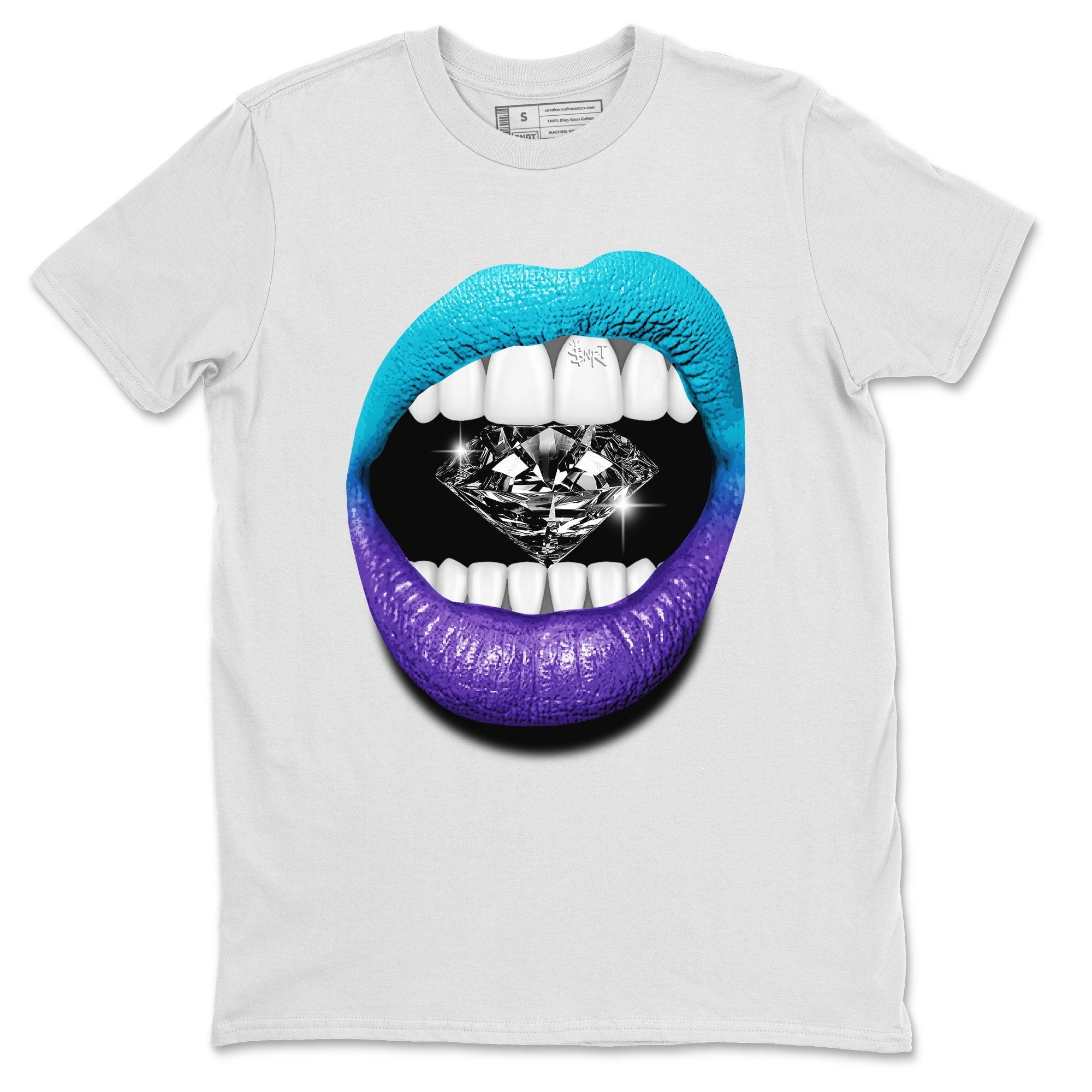 6s Aqua Sneaker Match Tees Lips Diamond Streetwear Sneaker Shirt Air Jordan 6 Aqua Drip Gear Zone Sneaker Matching Clothing Unisex Shirts White 2