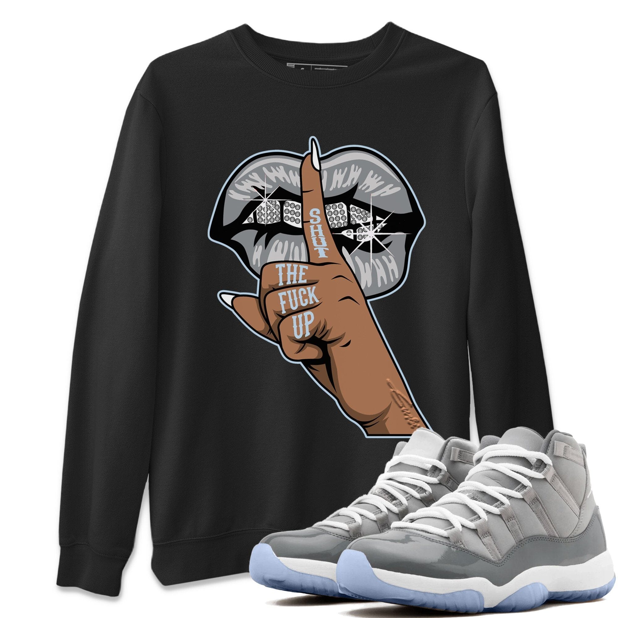 Jordan 11 Cool Grey Shirt To Match Jordans Lips Hand Sneaker Tees Jordan 11 Cool Grey Drip Gear Zone Sneaker Matching Clothing Unisex Shirts