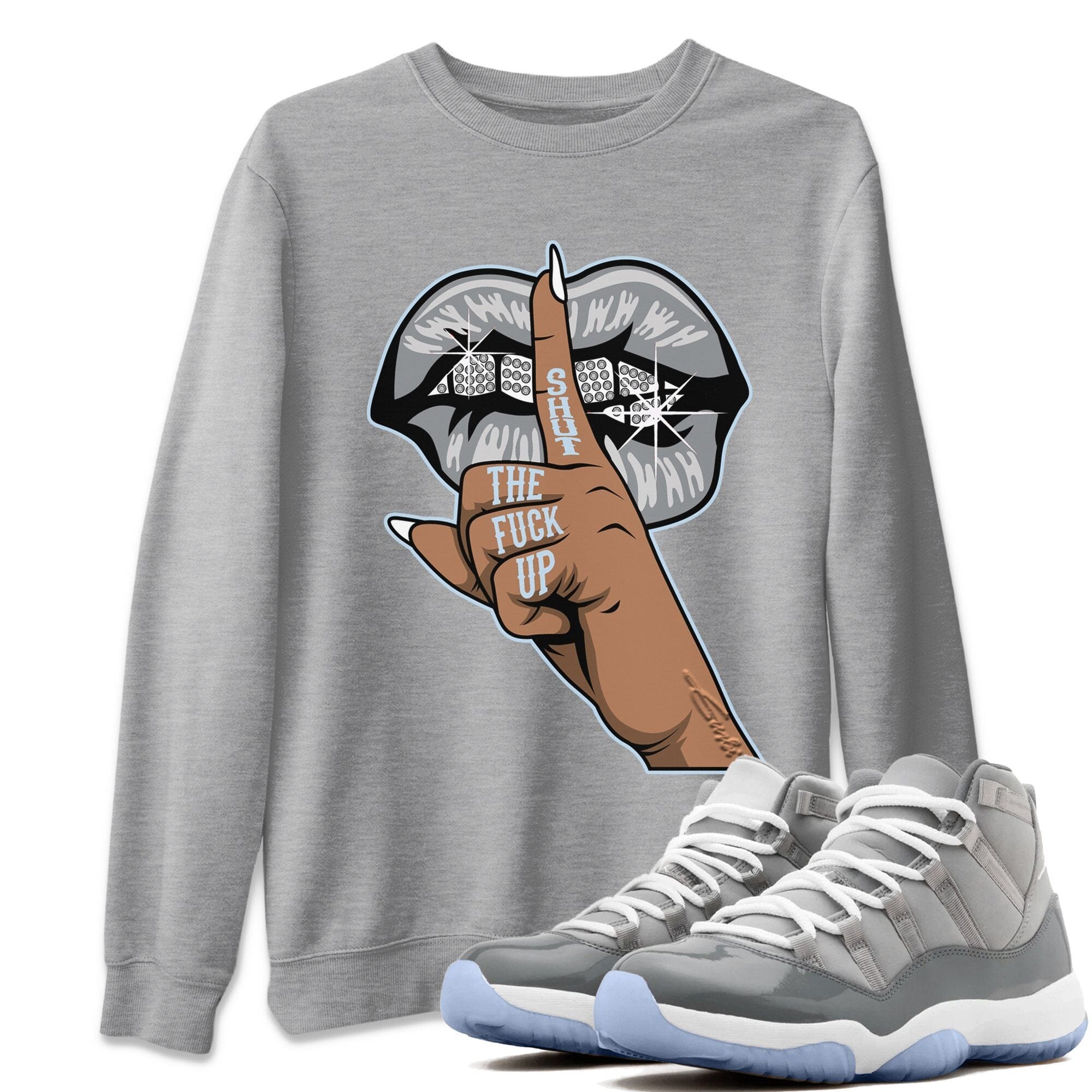 Jordan 11 Cool Grey Shirt To Match Jordans Lips Hand Sneaker Tees Jordan 11 Cool Grey Drip Gear Zone Sneaker Matching Clothing Unisex Shirts