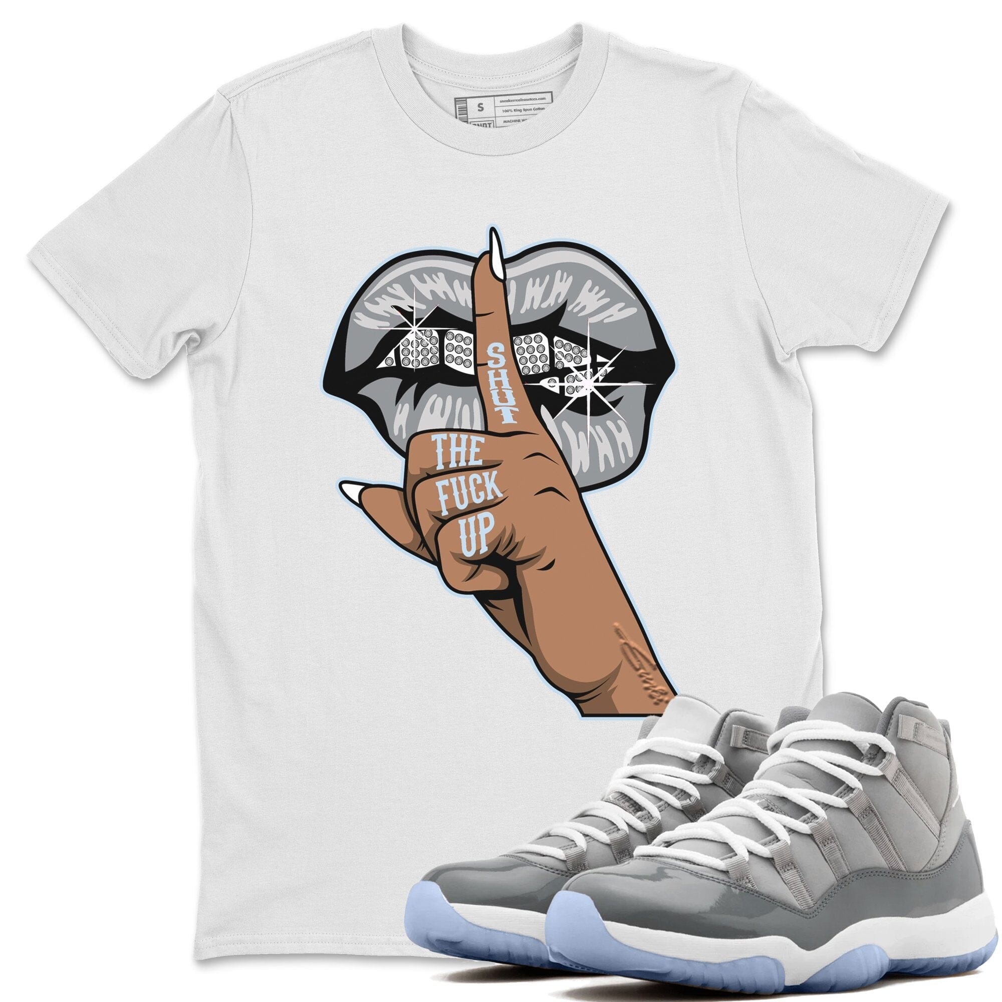 Jordan 11 Cool Grey Shirt To Match Jordans Lips Hand Sneaker Tees Jordan 11 Cool Grey Drip Gear Zone Sneaker Matching Clothing Unisex Shirts