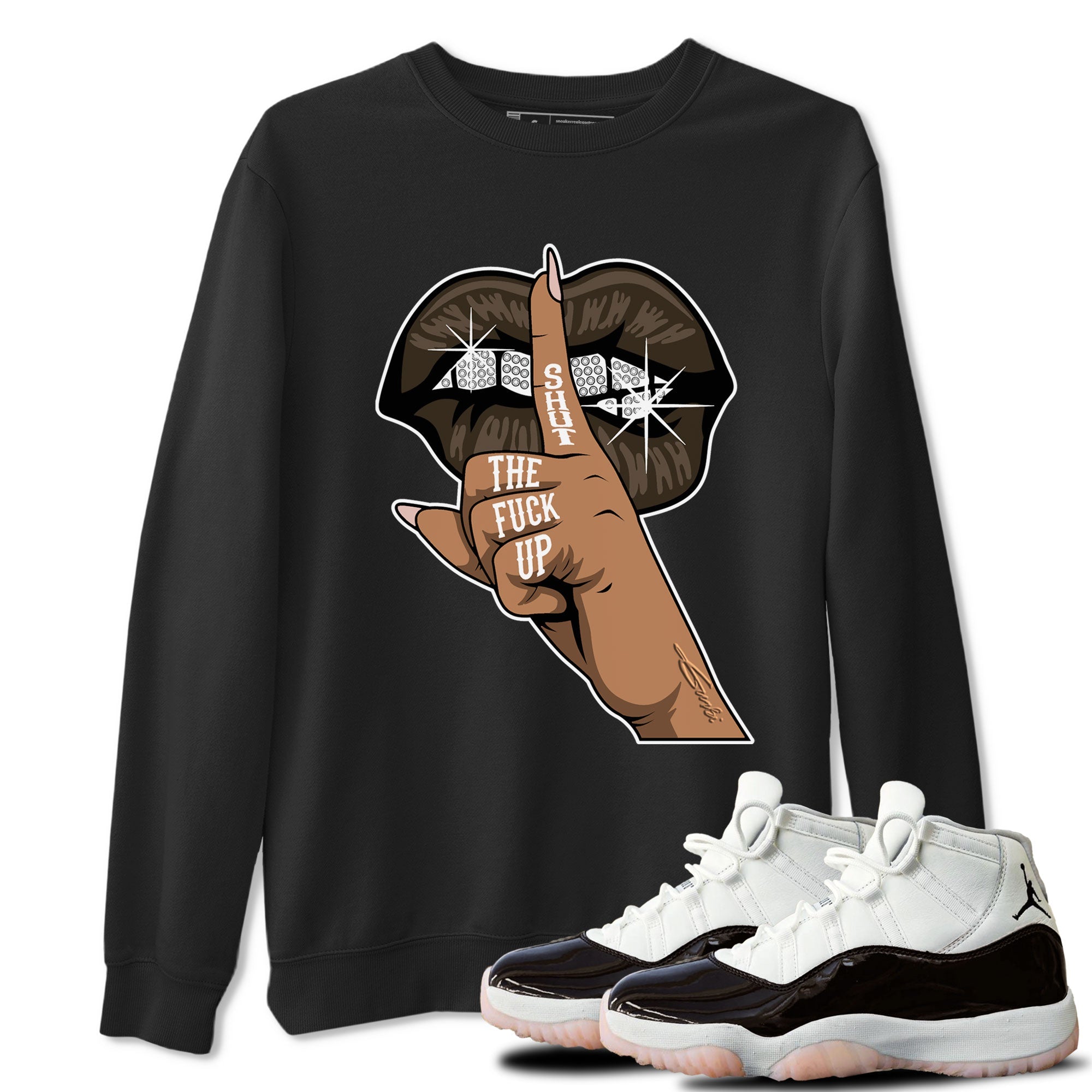 Air Jordan 11 Neapolitan shirt to match jordans Lips Hand special sneaker matching tees Jordan 11 WMNS Neapolitan Drip Gear Zone Unisex Black 1 T-Shirt