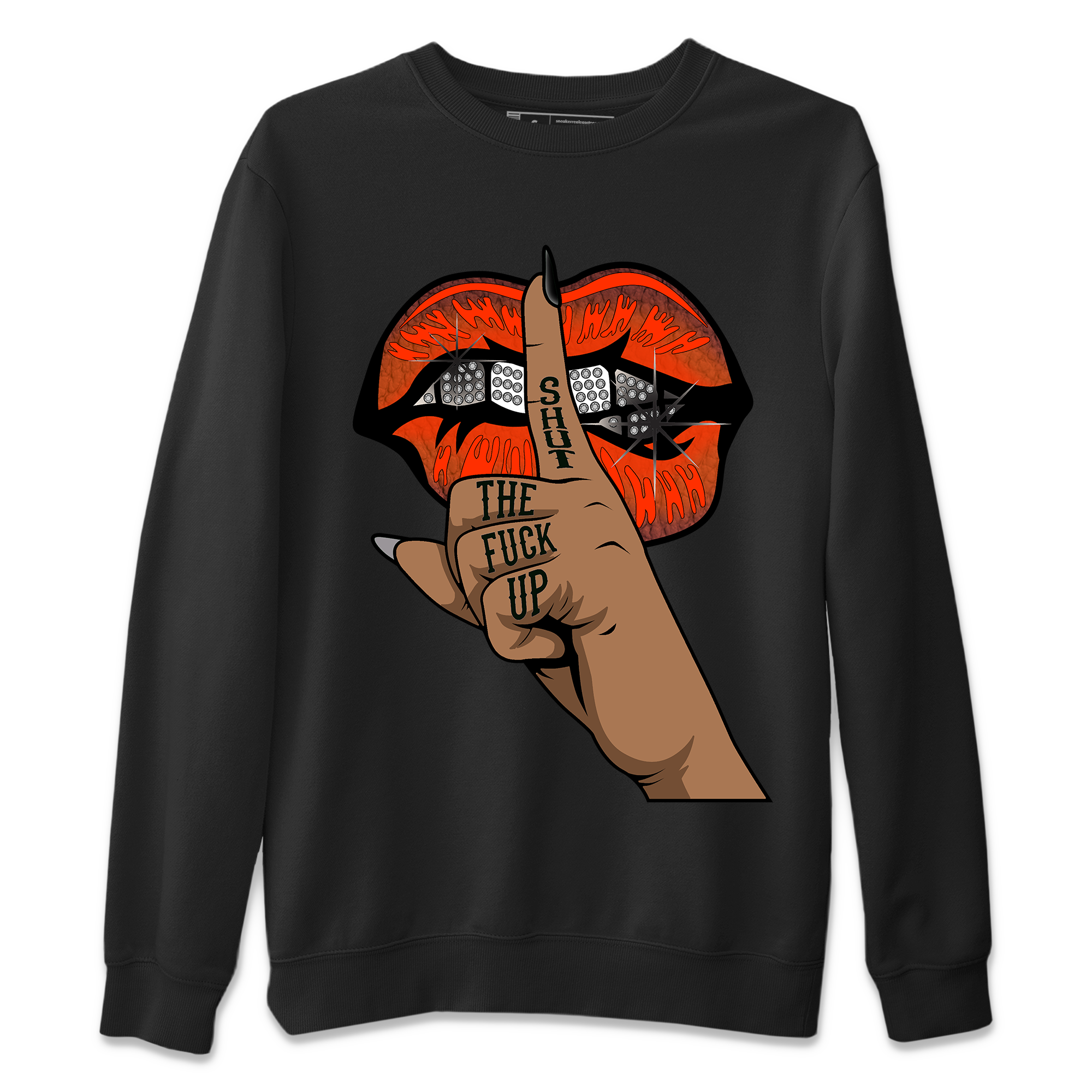 AJ12 Brilliant Orange Sneaker Shirt Lips Hand Streetwear Sneaker Shirt Air Jordan 12 Brilliant Orange Sneaker Release Tees Unisex Shirts Black 2