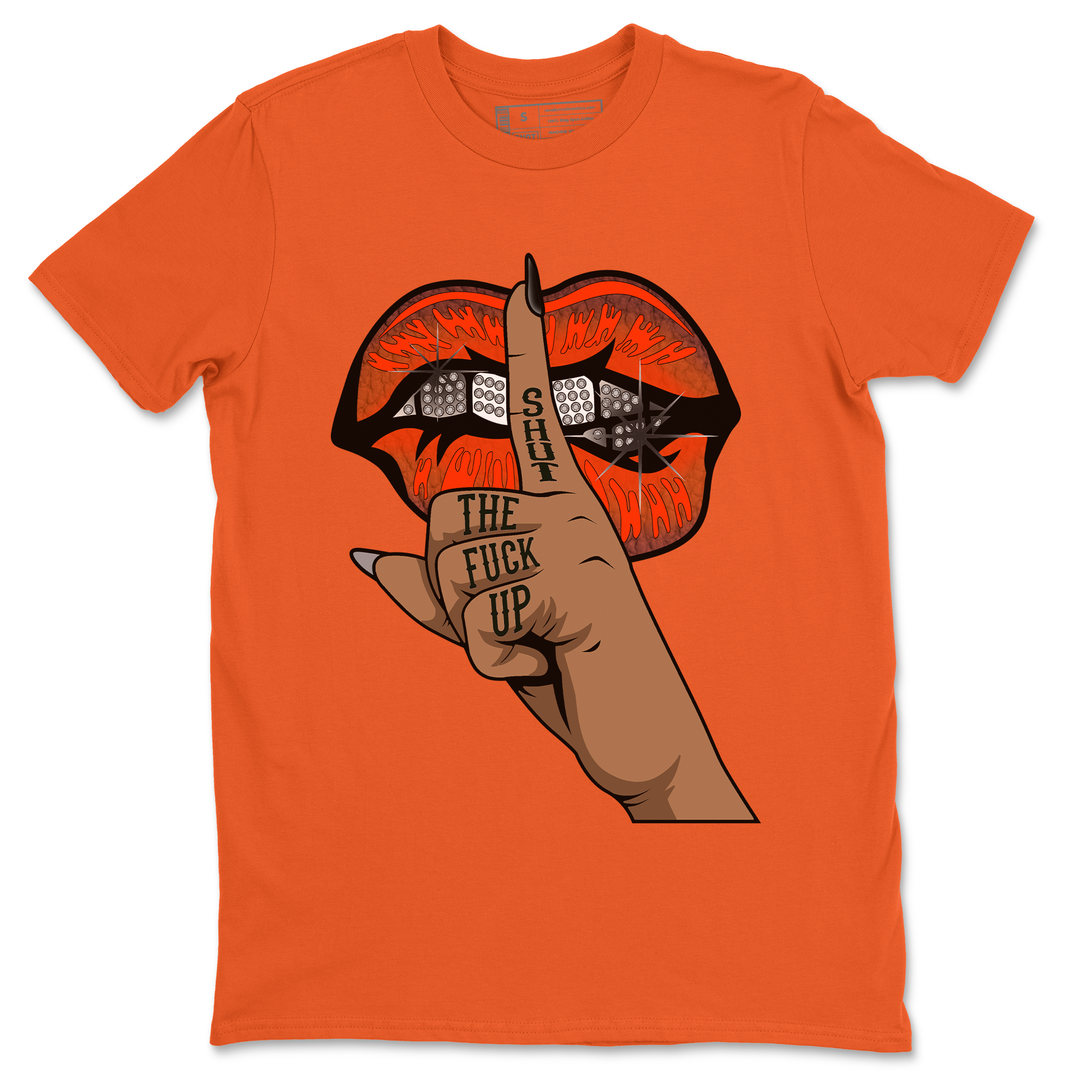 AJ12 Brilliant Orange Sneaker Shirt Lips Hand Streetwear Sneaker Shirt Air Jordan 12 Brilliant Orange Sneaker Release Tees Unisex Shirts Orange 2