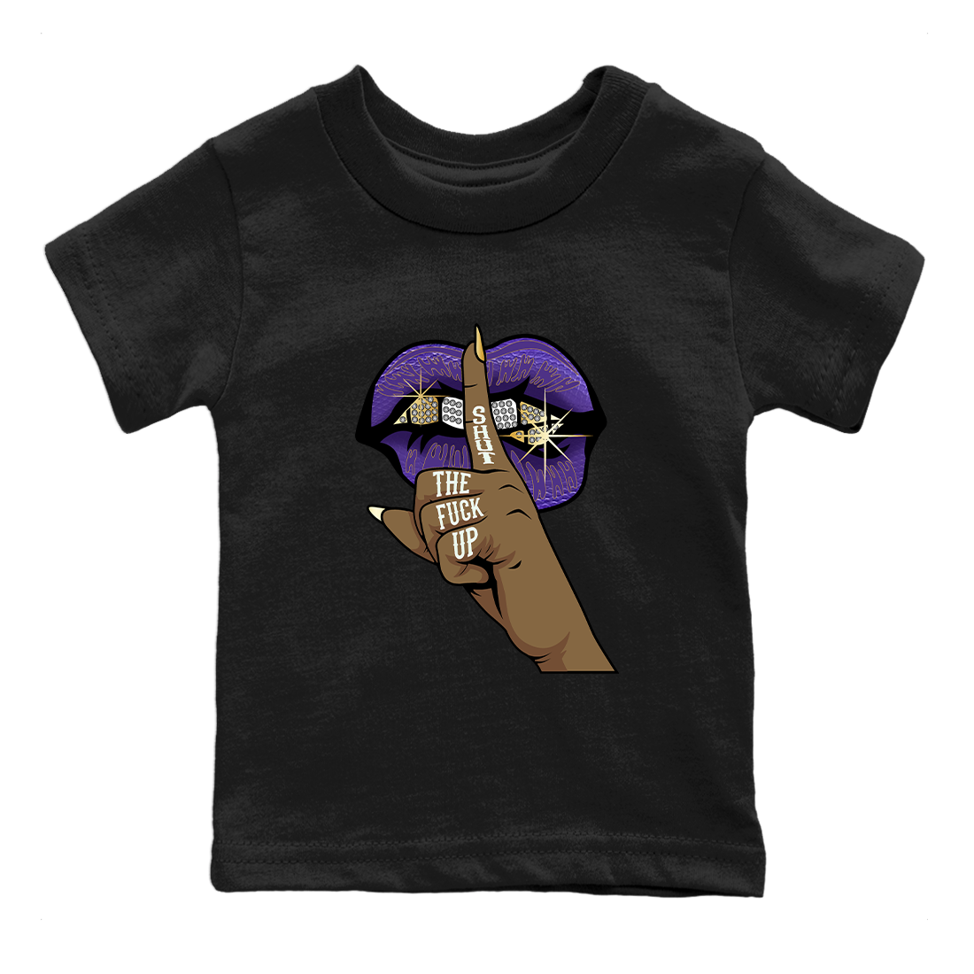 Air Jordan 12 Field Purple Sneaker Match Tees Lips Hand Streetwear Sneaker Shirt Jordan Jordan 12 Lakers Sneaker Release Tees Kids Shirts Black 2