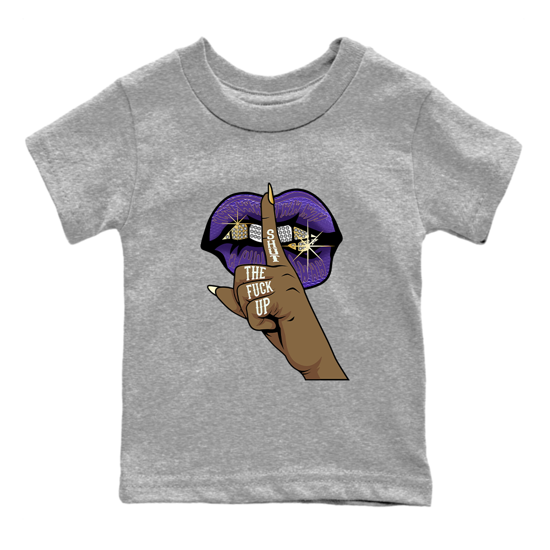 Air Jordan 12 Field Purple Sneaker Match Tees Lips Hand Streetwear Sneaker Shirt Jordan Jordan 12 Lakers Sneaker Release Tees Kids Shirts Heather Grey 2