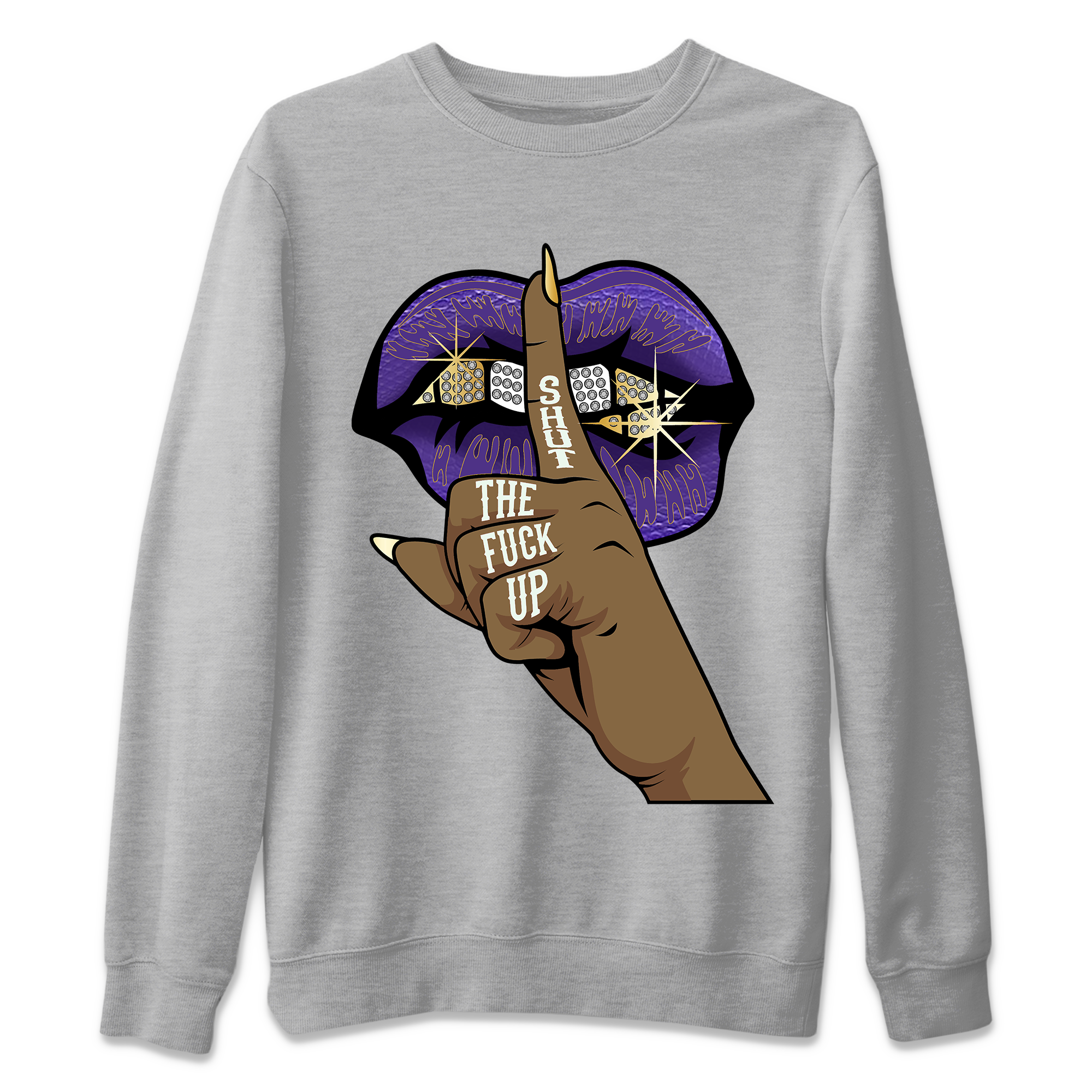 Air Jordan 12 Field Purple Sneaker Match Tees Lips Hand Streetwear Sneaker Shirt Jordan Jordan 12 Lakers Sneaker Release Tees Unisex Shirts Heather Grey 2