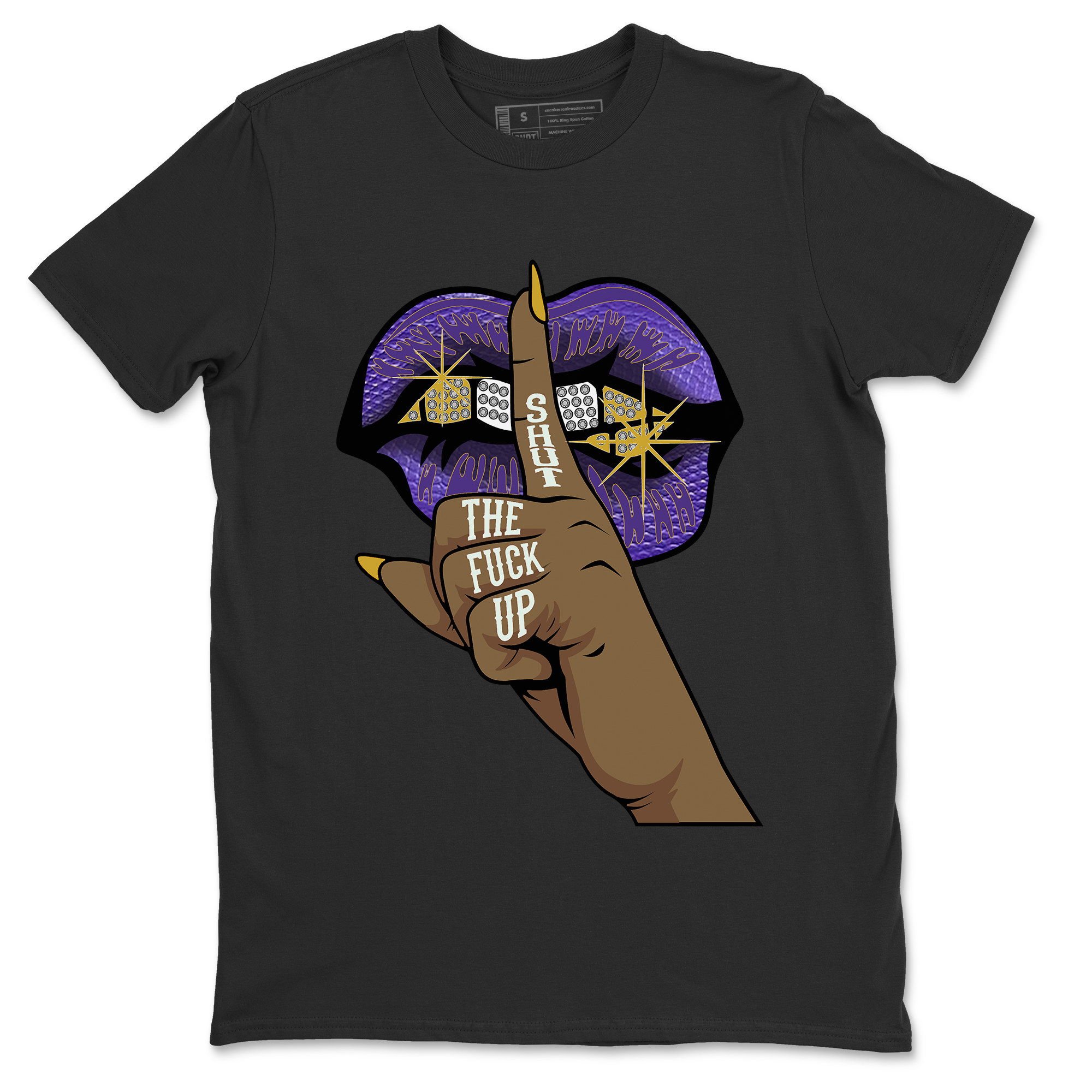 Air Jordan 12 Field Purple Sneaker Match Tees Lips Hand Streetwear Sneaker Shirt Jordan Jordan 12 Lakers Sneaker Release Tees Unisex Shirts Black 2