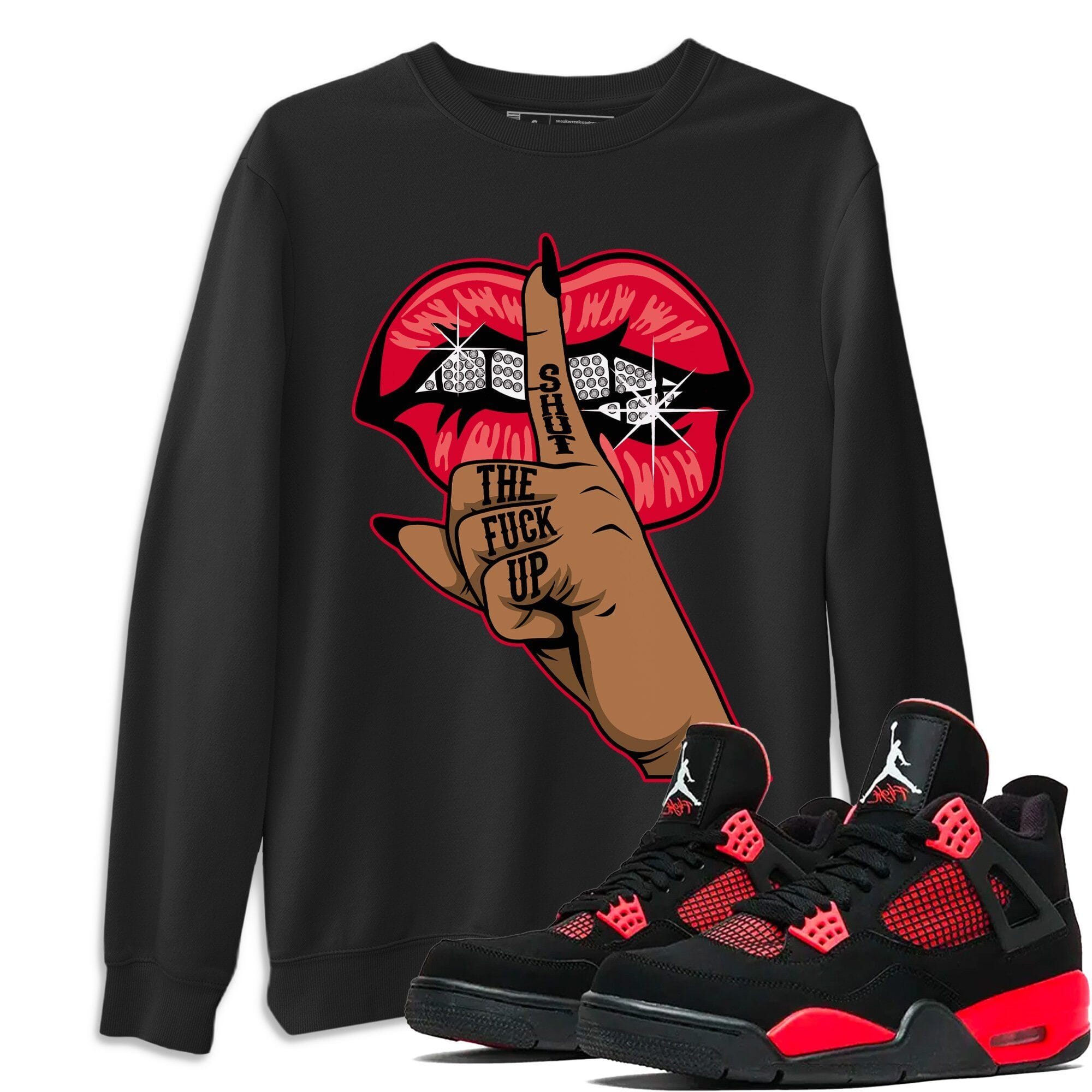 Jordan 4 Red Thunder Shirt To Match Jordans Lips Hand Sneaker Tees Jordan 4 Red Thunder Drip Gear Zone Sneaker Matching Clothing Unisex Shirts