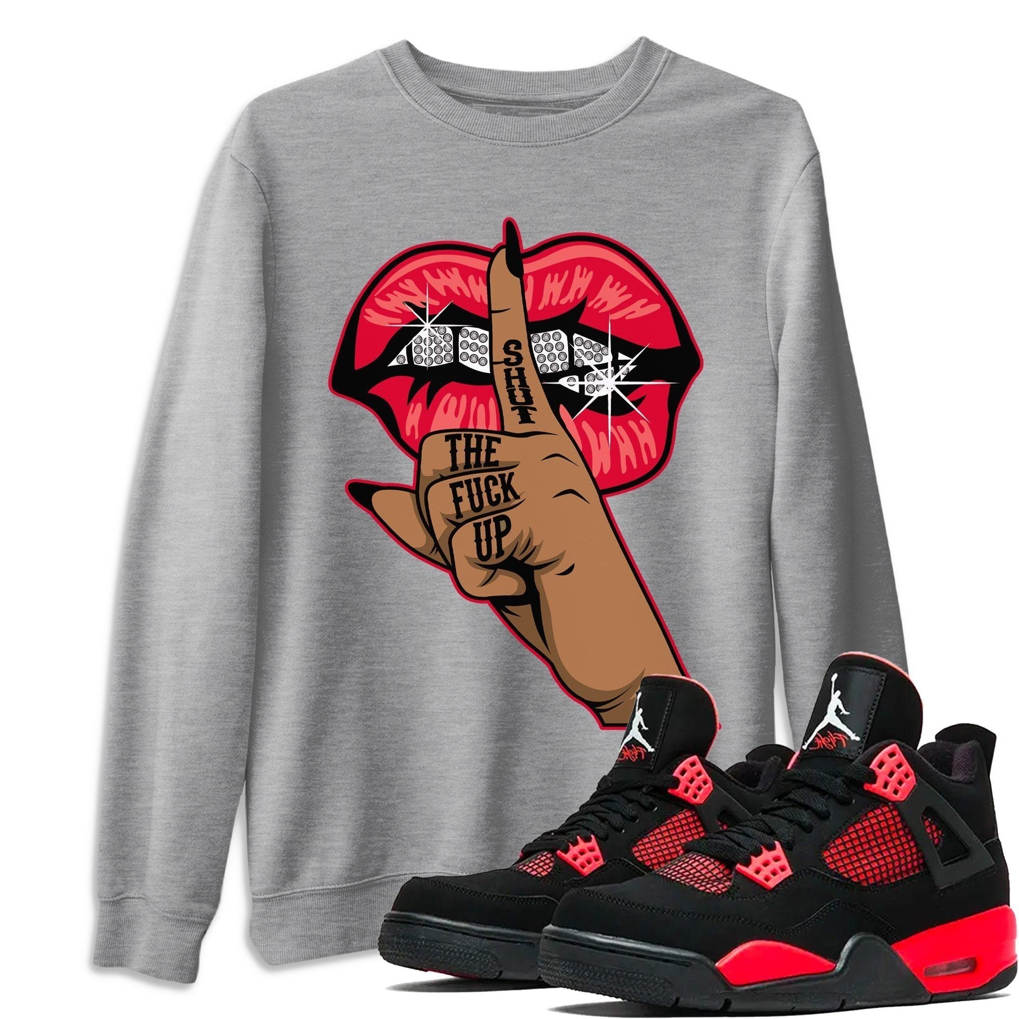 Jordan 4 Red Thunder Shirt To Match Jordans Lips Hand Sneaker Tees Jordan 4 Red Thunder Drip Gear Zone Sneaker Matching Clothing Unisex Shirts