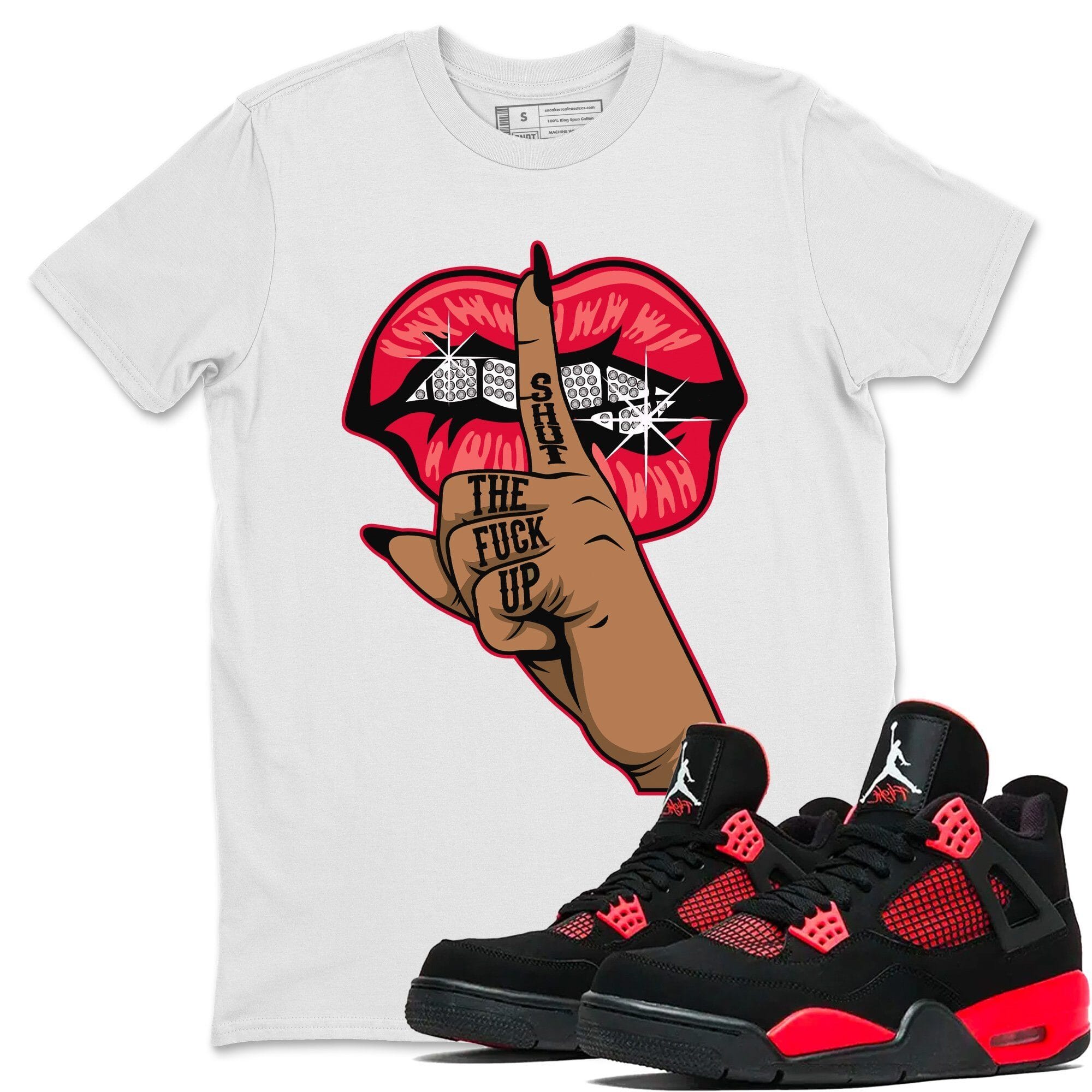 Jordan 4 Red Thunder Shirt To Match Jordans Lips Hand Sneaker Tees Jordan 4 Red Thunder Drip Gear Zone Sneaker Matching Clothing Unisex Shirts