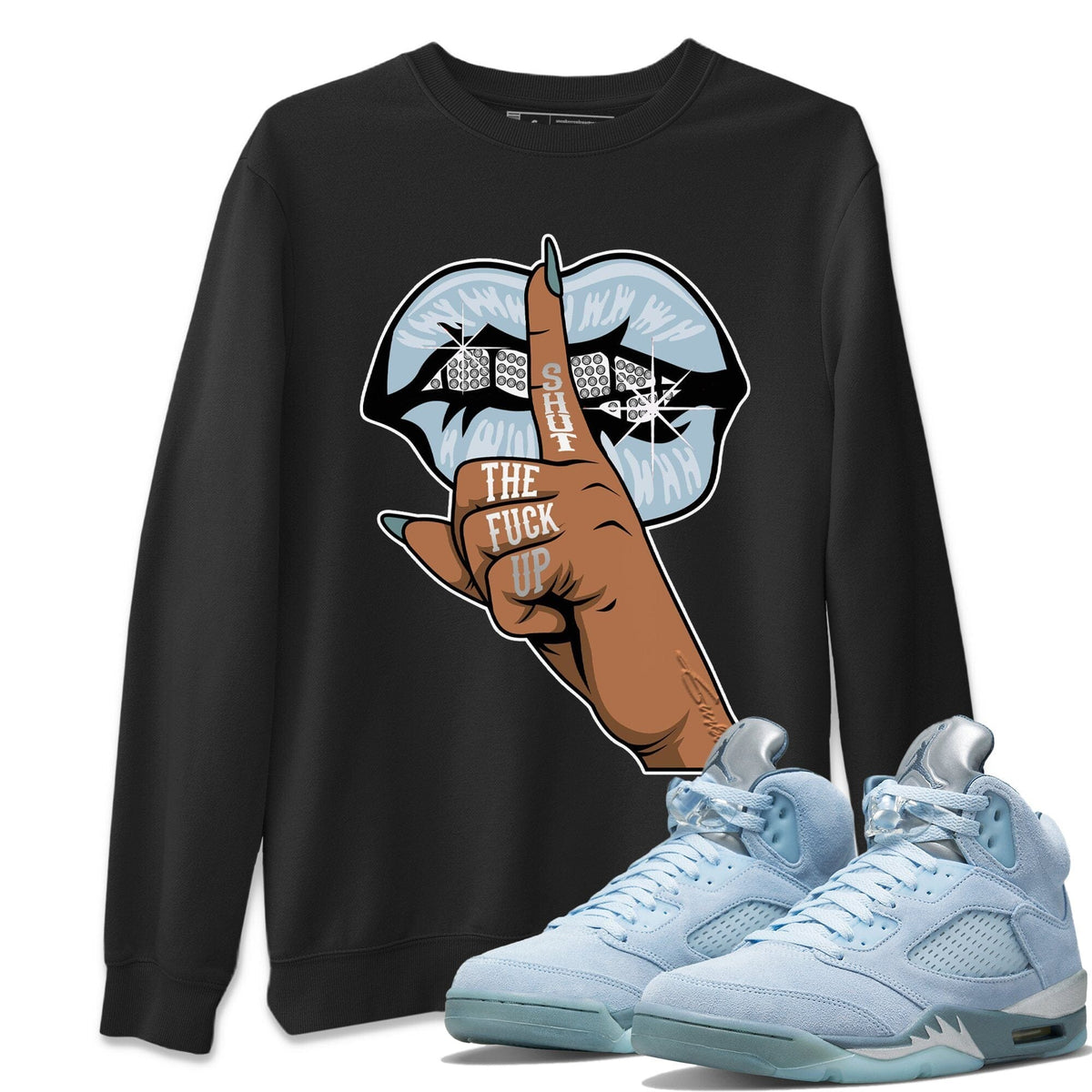Jordan 5 Blue Bird Shirt To Match Jordans Lips Hand Sneaker Tees Jordan 5 Blue Bird Drip Gear Zone Sneaker Matching Clothing Unisex Shirts