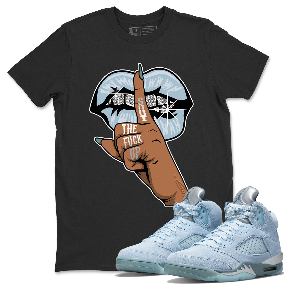 Jordan 5 Blue Bird Shirt To Match Jordans Lips Hand Sneaker Tees Jordan 5 Blue Bird Drip Gear Zone Sneaker Matching Clothing Unisex Shirts