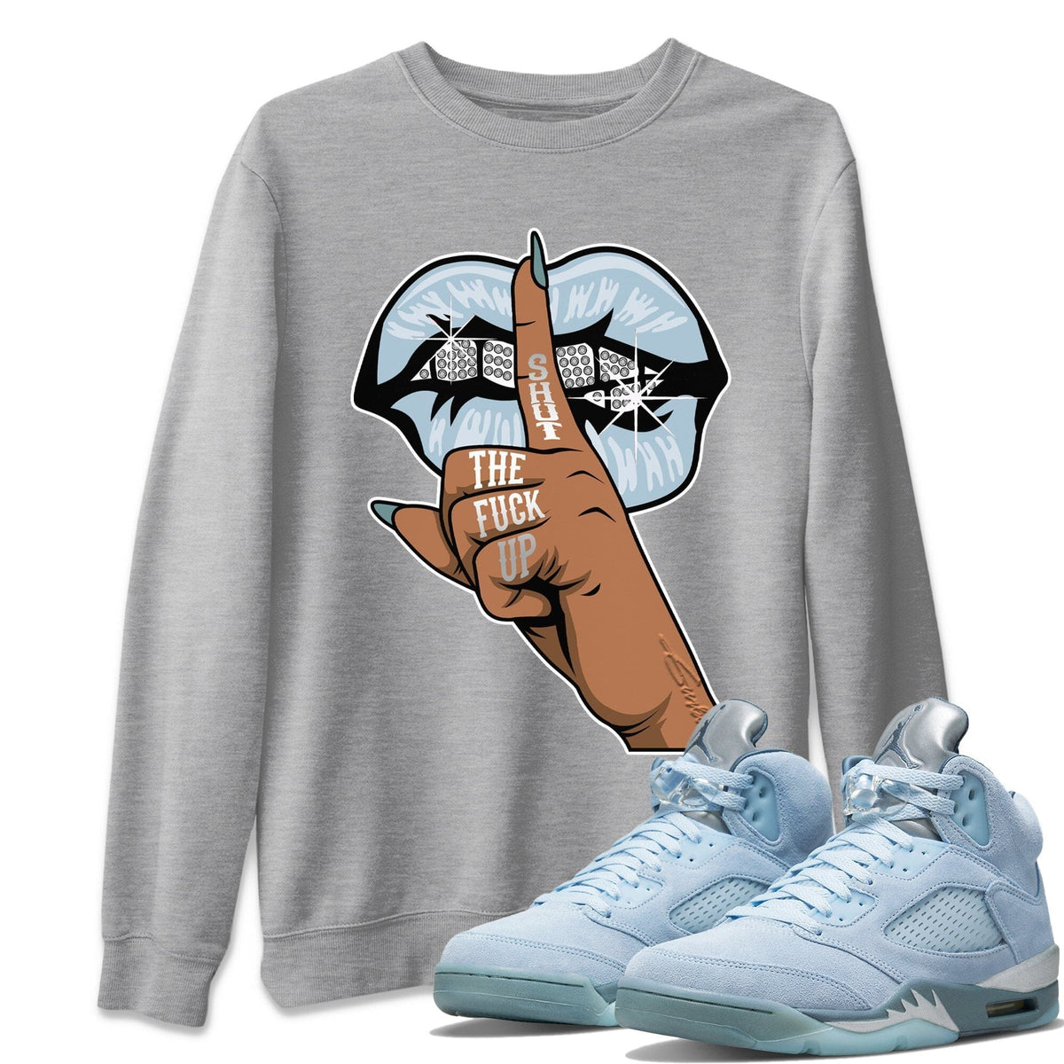 Jordan 5 Blue Bird Shirt To Match Jordans Lips Hand Sneaker Tees Jordan 5 Blue Bird Drip Gear Zone Sneaker Matching Clothing Unisex Shirts