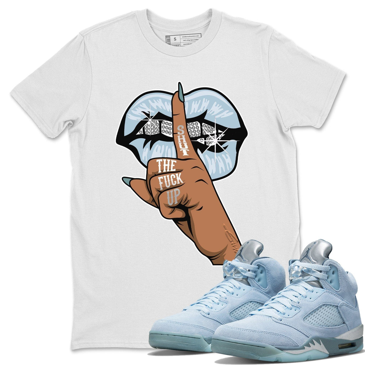 Jordan 5 Blue Bird Shirt To Match Jordans Lips Hand Sneaker Tees Jordan 5 Blue Bird Drip Gear Zone Sneaker Matching Clothing Unisex Shirts