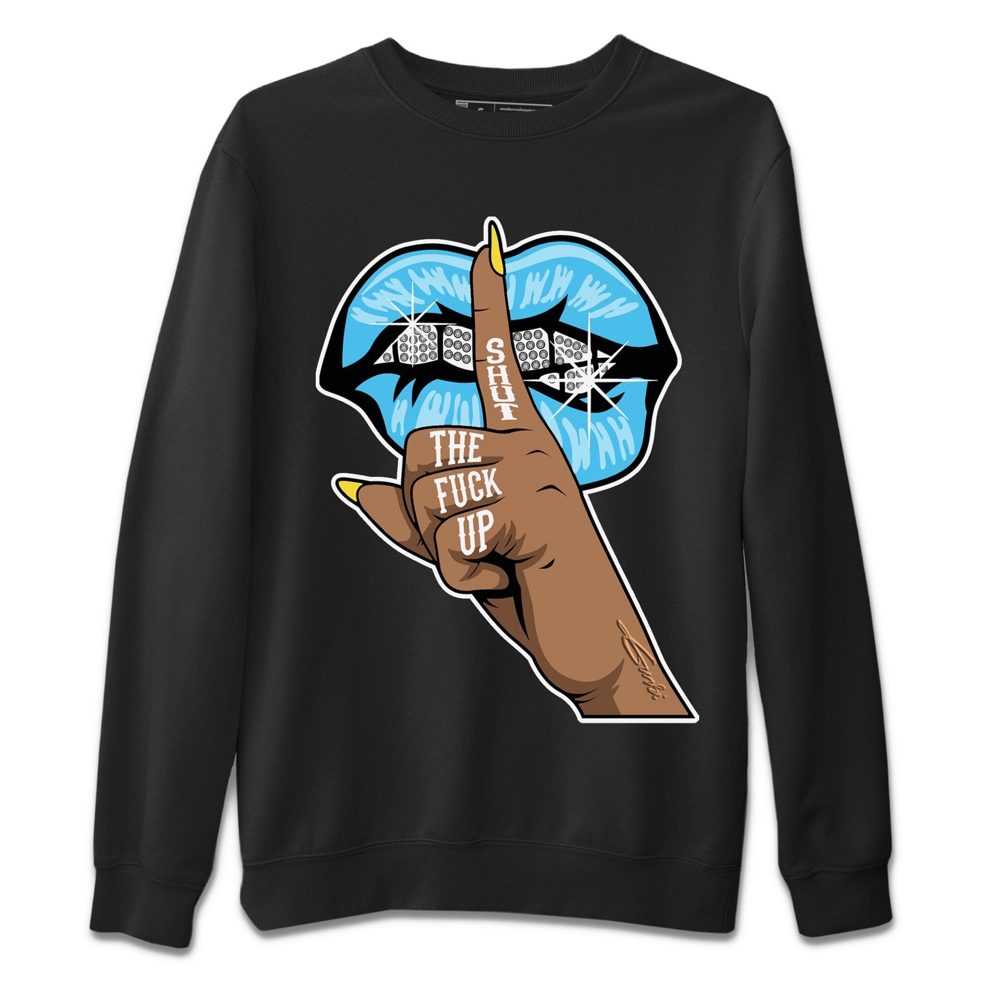 Dunk Blue Chill Sneaker Match Tees Lips Hand Sneaker Tees Dunk Blue Chill Jordan to match sneaker T-Shirt Crew Neck Shirts