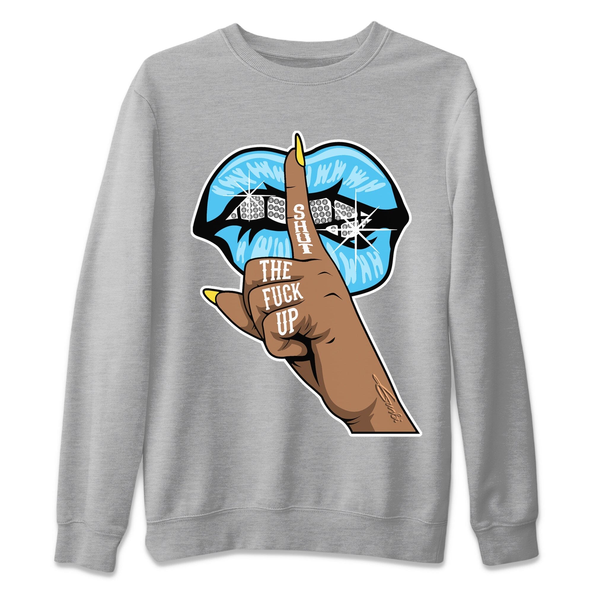 Dunk Blue Chill Sneaker Match Tees Lips Hand Sneaker Tees Dunk Blue Chill Jordan to match sneaker T-Shirt Crew Neck Shirts