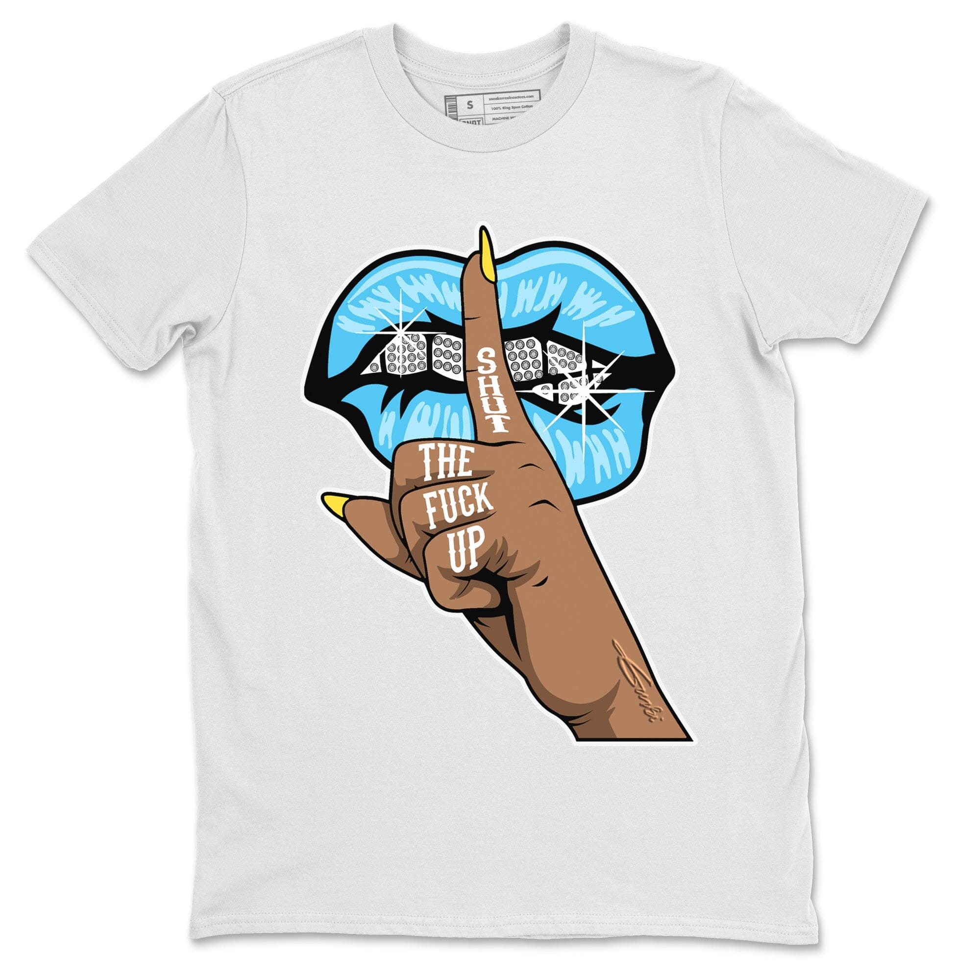 Dunk Blue Chill Sneaker Match Tees Lips Hand Sneaker Tees Dunk Blue Chill Jordan to match sneaker T-Shirt Crew Neck Shirts