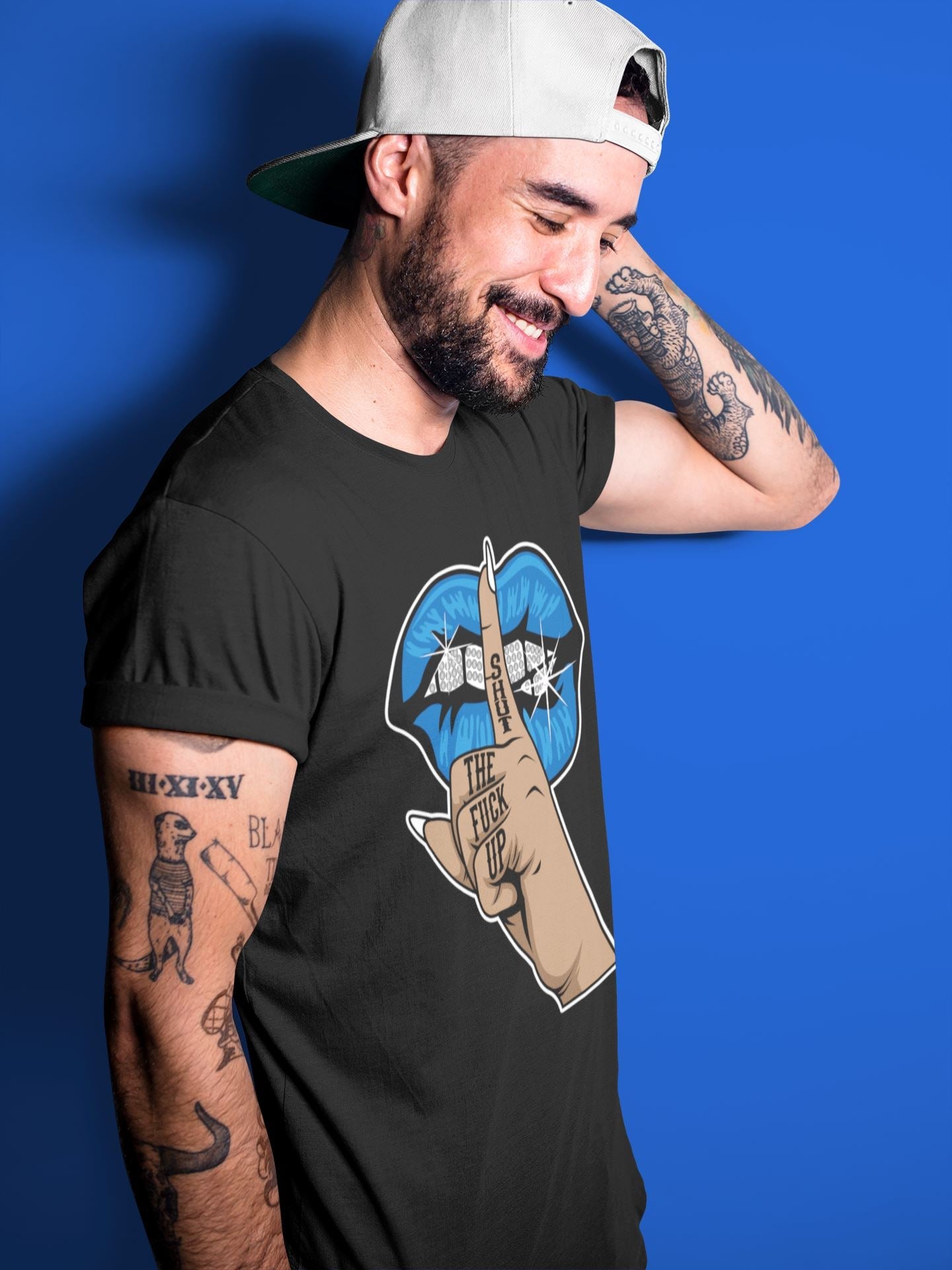 Jordan 1 Dark Marina Blue Sneaker Matching T-Shirt Lips Hand Sneaker Tees Jordan 1 Dark Marina Blue Sneaker Release Tees Crew Neck Tees
