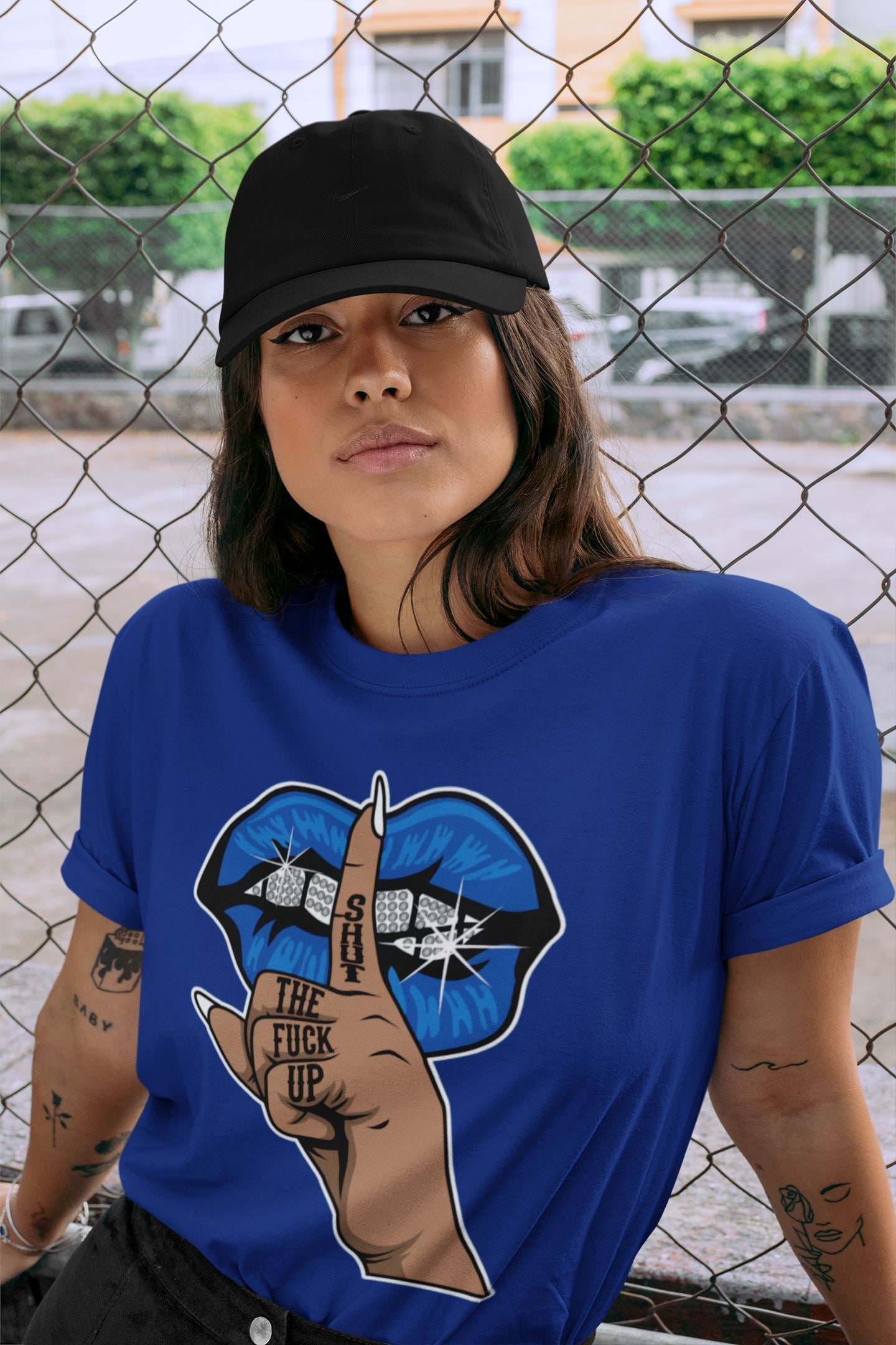 Jordan 1 Dark Marina Blue Sneaker Matching T-Shirt Lips Hand Sneaker Tees Jordan 1 Dark Marina Blue Sneaker Release Tees Crew Neck Tees
