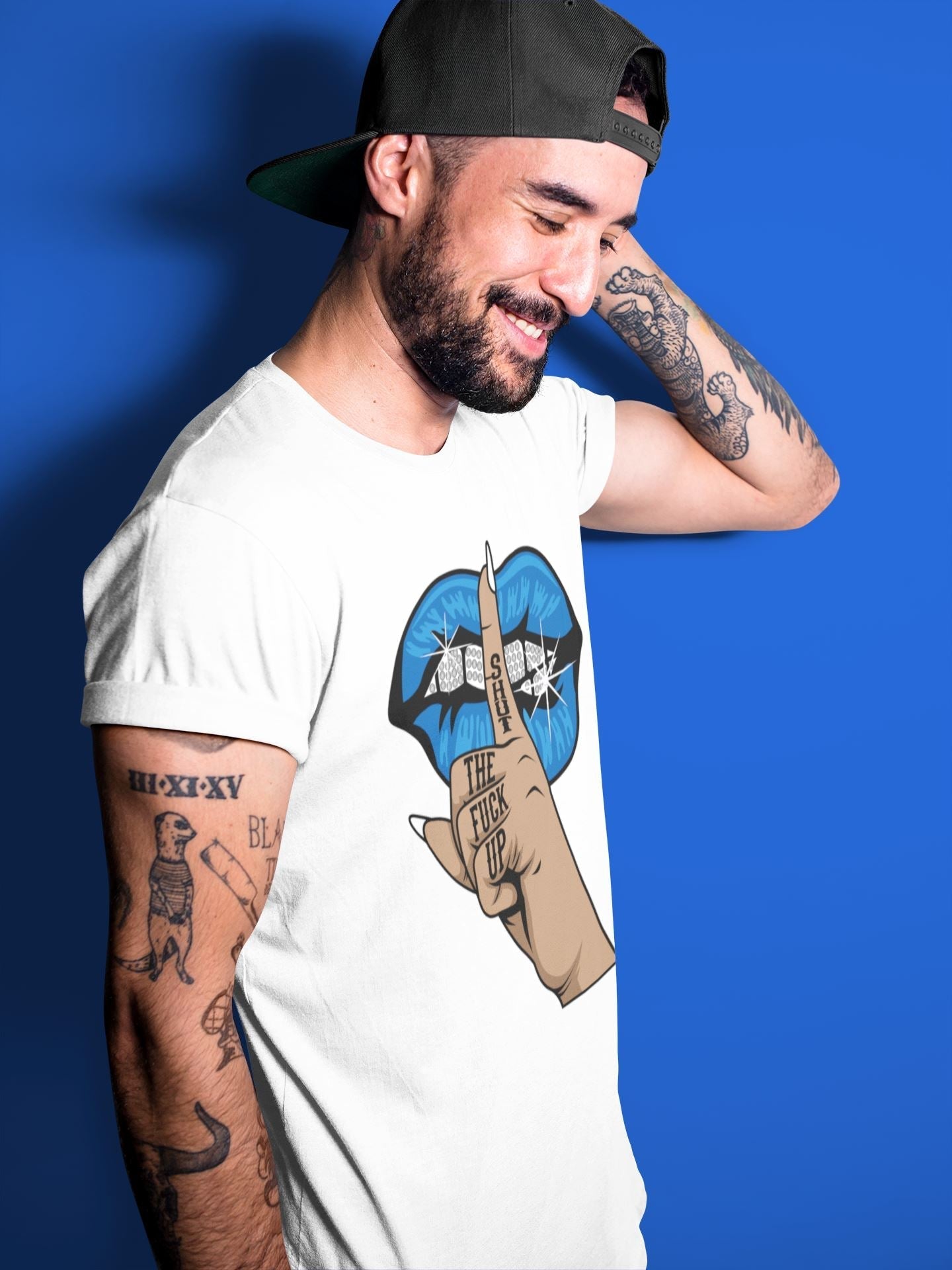 Jordan 1 Dark Marina Blue Sneaker Matching T-Shirt Lips Hand Sneaker Tees Jordan 1 Dark Marina Blue Sneaker Release Tees Crew Neck Tees