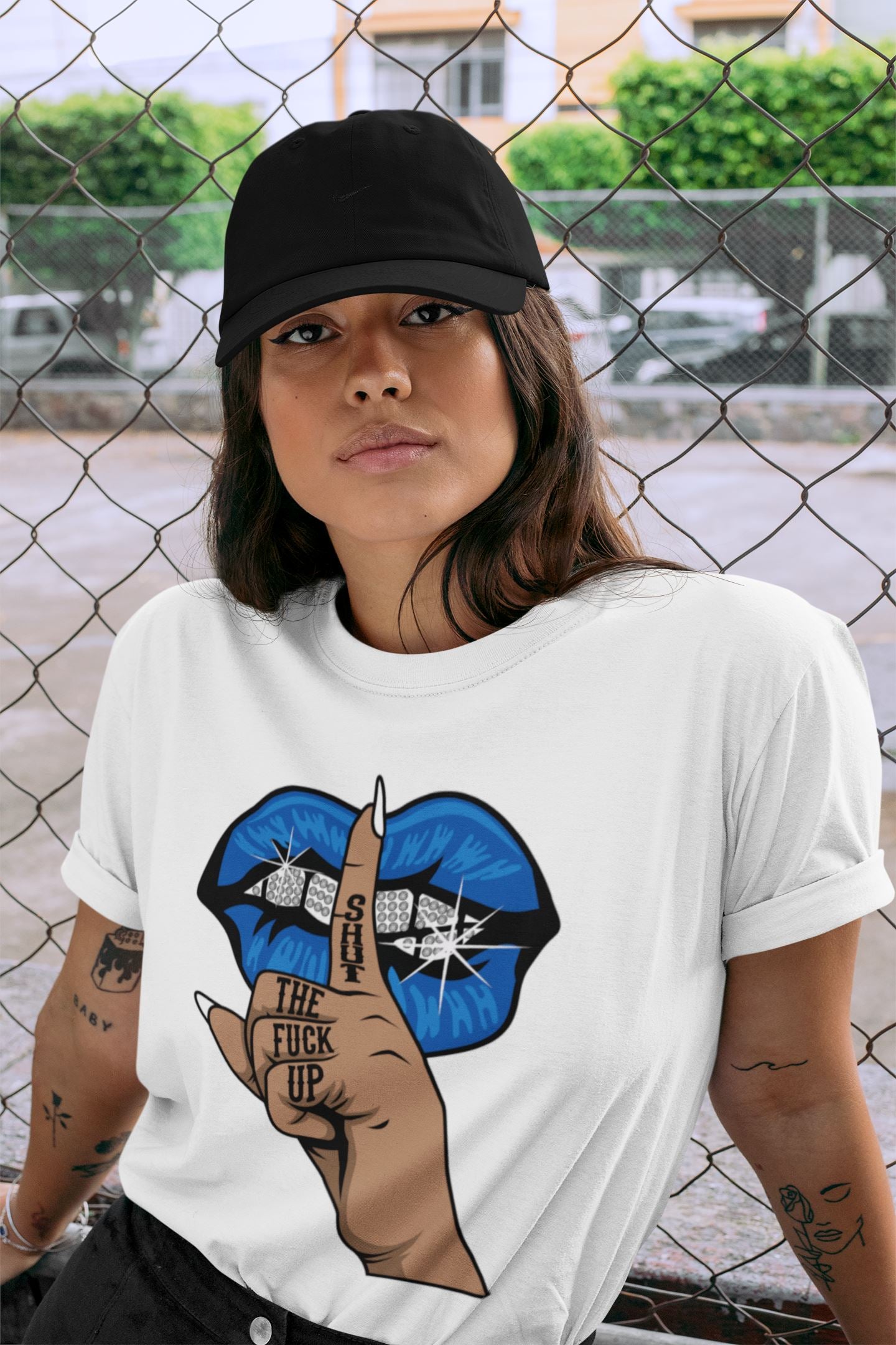 Jordan 1 Dark Marina Blue Sneaker Matching T-Shirt Lips Hand Sneaker Tees Jordan 1 Dark Marina Blue Sneaker Release Tees Crew Neck Tees