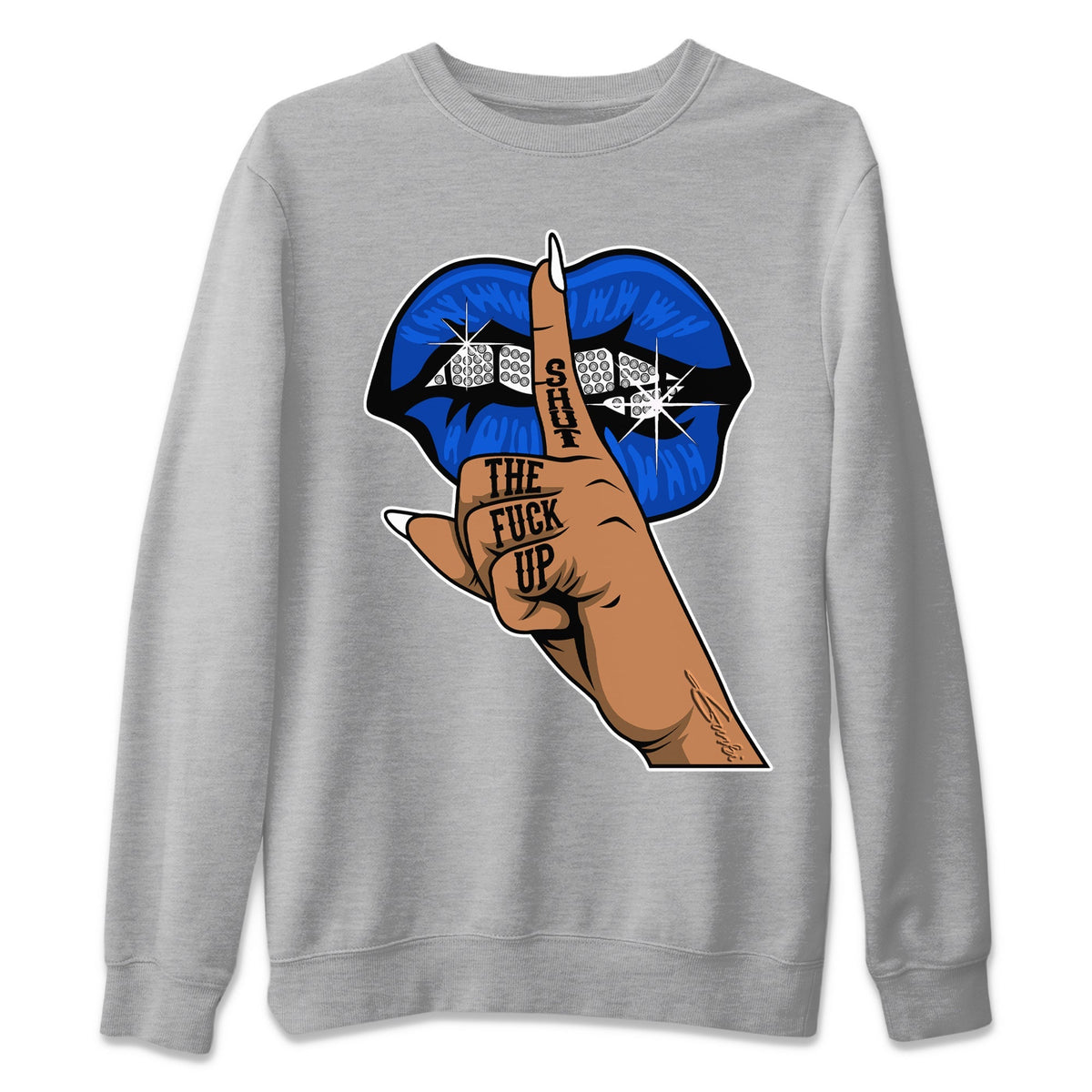 Jordan 5 Racer Blue Sneaker Matching T-Shirt Lips Hand Sneaker Tees Jordan 5 Racer Blue Sneaker Release Tees Crew Neck Tees
