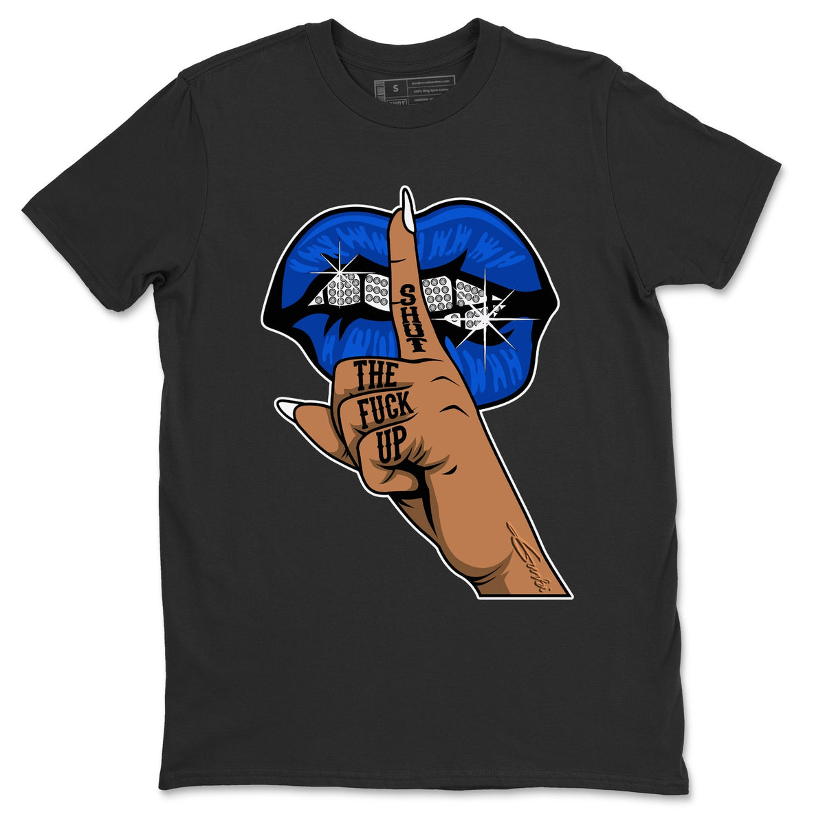 Jordan 5 Racer Blue Sneaker Matching T-Shirt Lips Hand Sneaker Tees Jordan 5 Racer Blue Sneaker Release Tees Crew Neck Tees