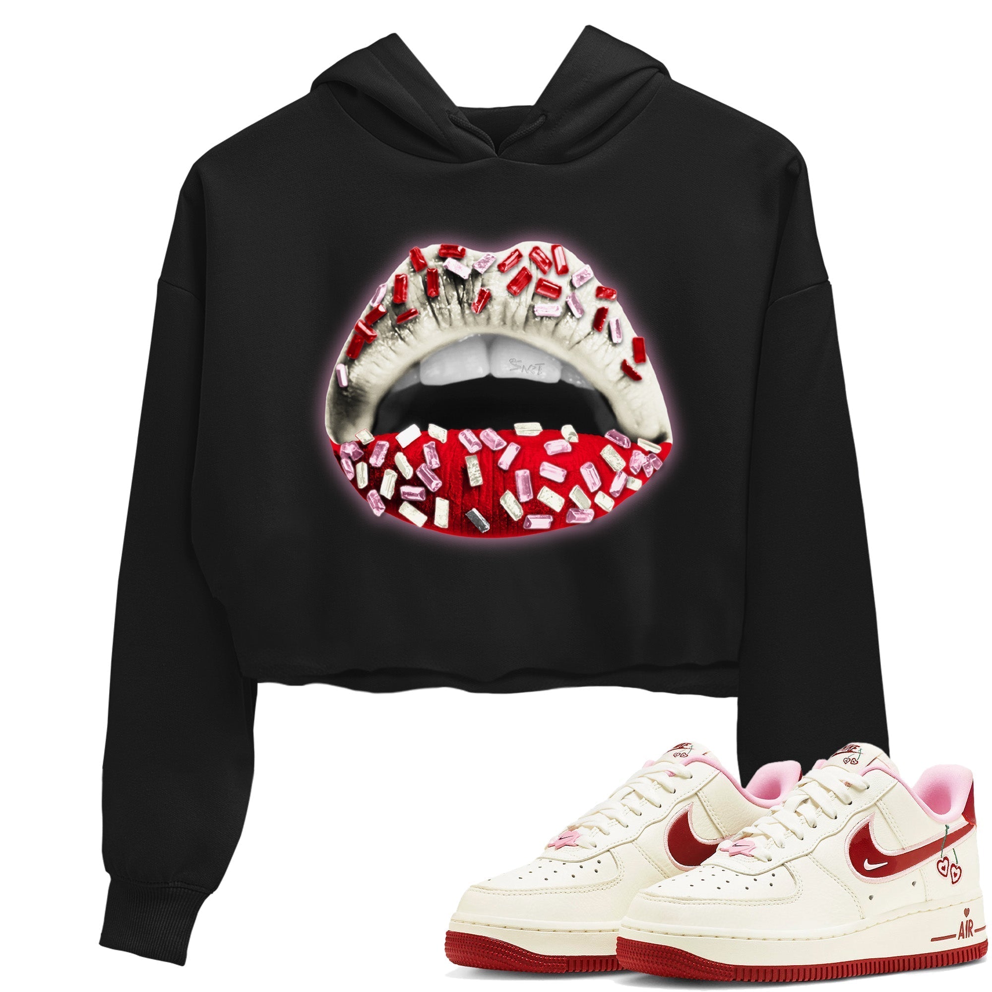 Air Force 1 Valentines Day Sneaker Match Tees Lips Jewel Sneaker Tees Air Force 1 Valentines Day Jordan to match sneaker T-Shirt Women's Shirts