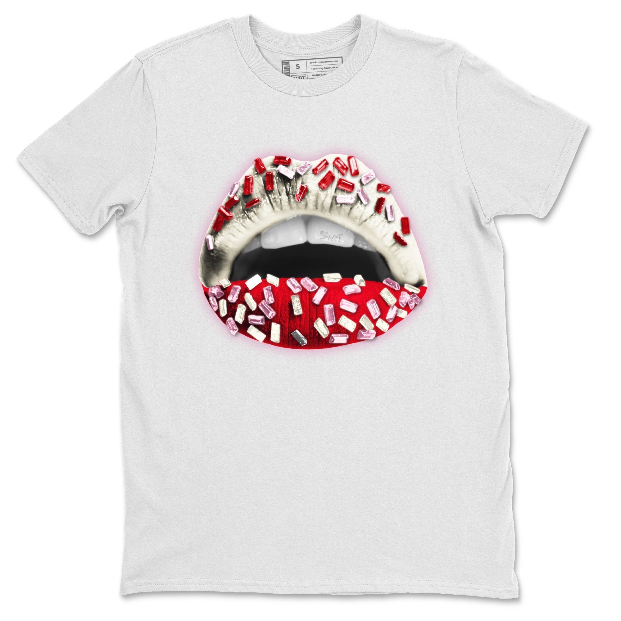 Air Force 1 Valentines Day Sneaker Match Tees Lips Jewel Sneaker Tees Air Force 1 Valentines Day Jordan to match sneaker T-Shirt Crew Neck Shirts