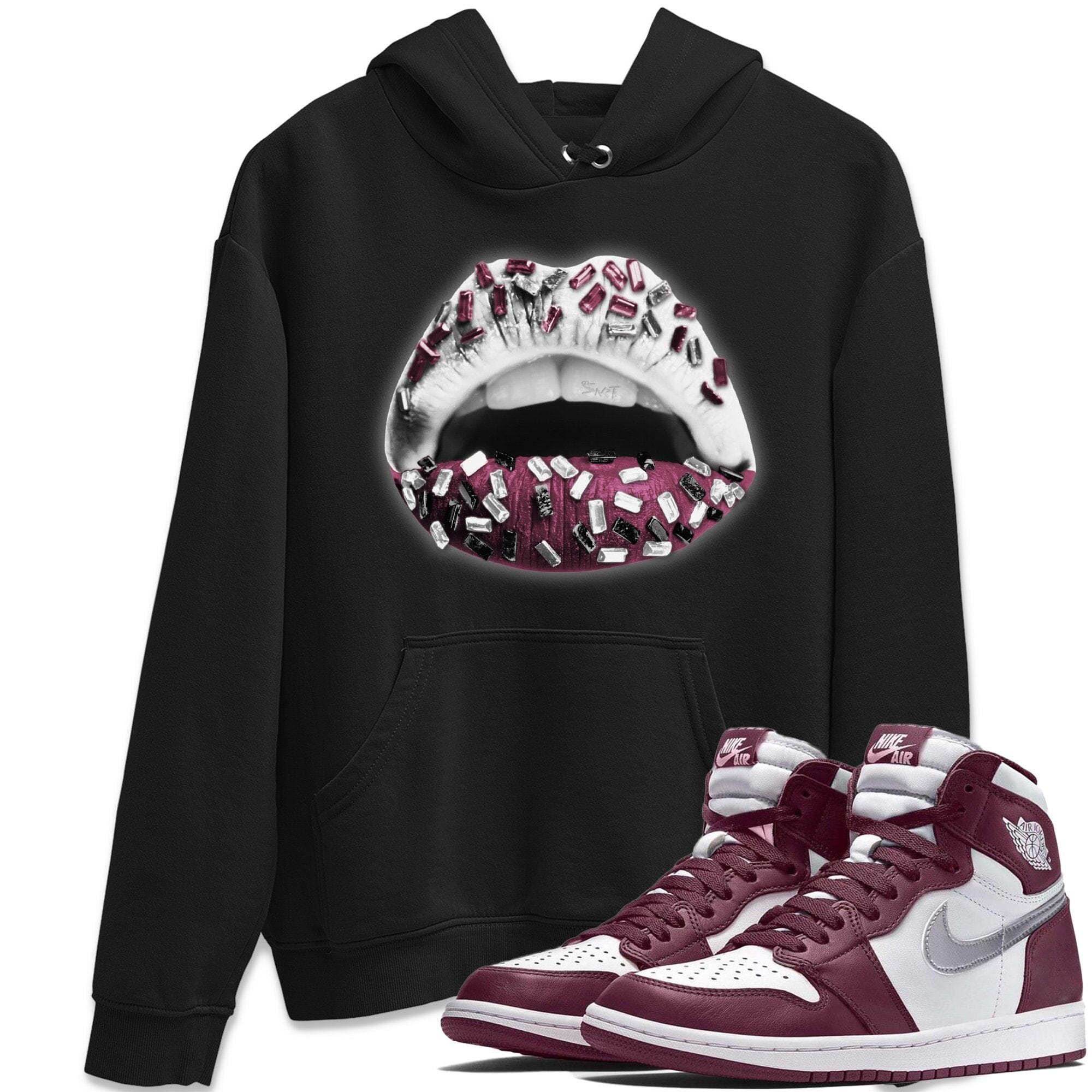 Jordan 1 Bordeaux Sneaker Matching T-Shirt Lips Jewel Sneaker Tees Jordan 1 Bordeaux Sneaker Release Tees Crew Neck Tees
